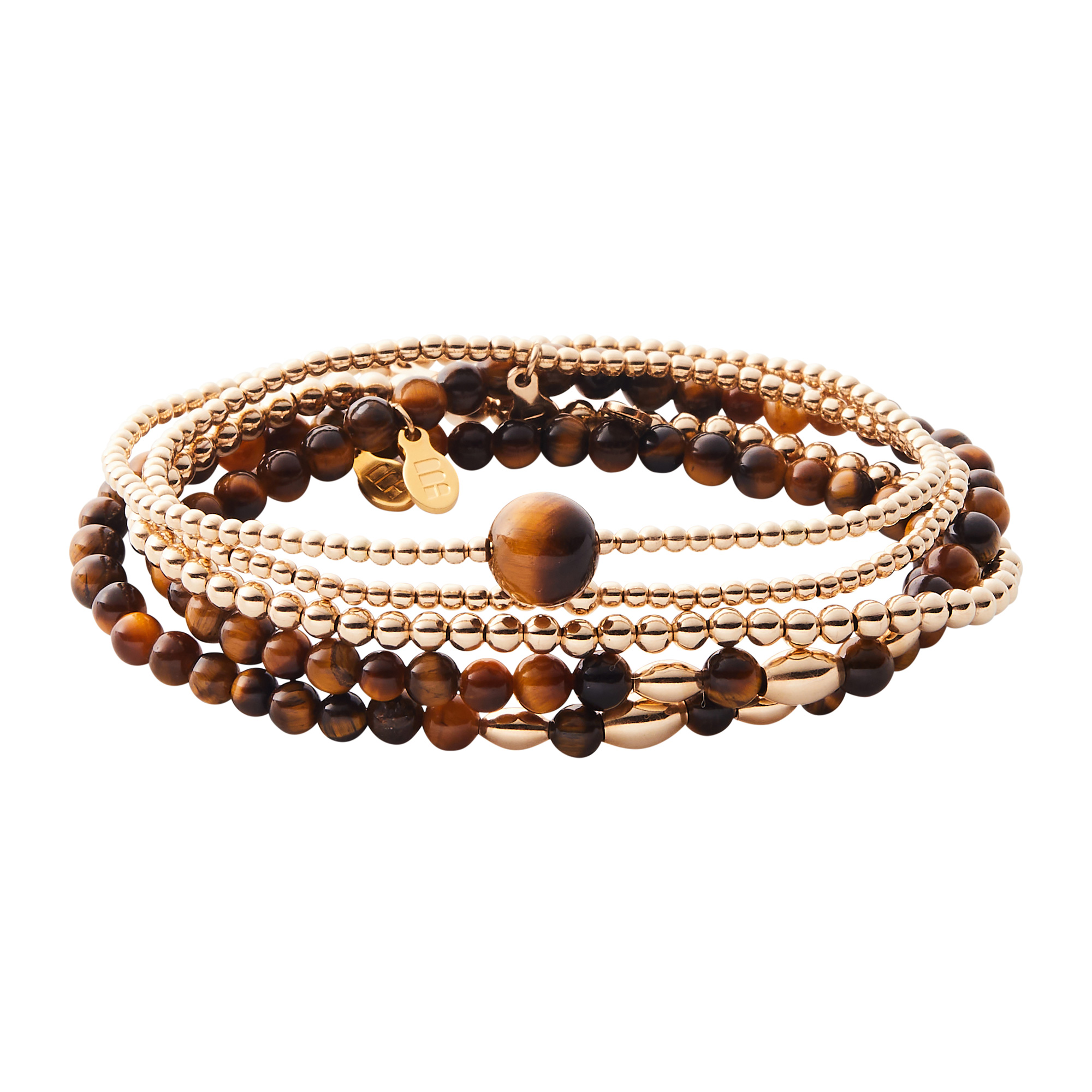 Metal Alchemist Tigers Eye Gold-Filled Beaded Bracelet Set 268$