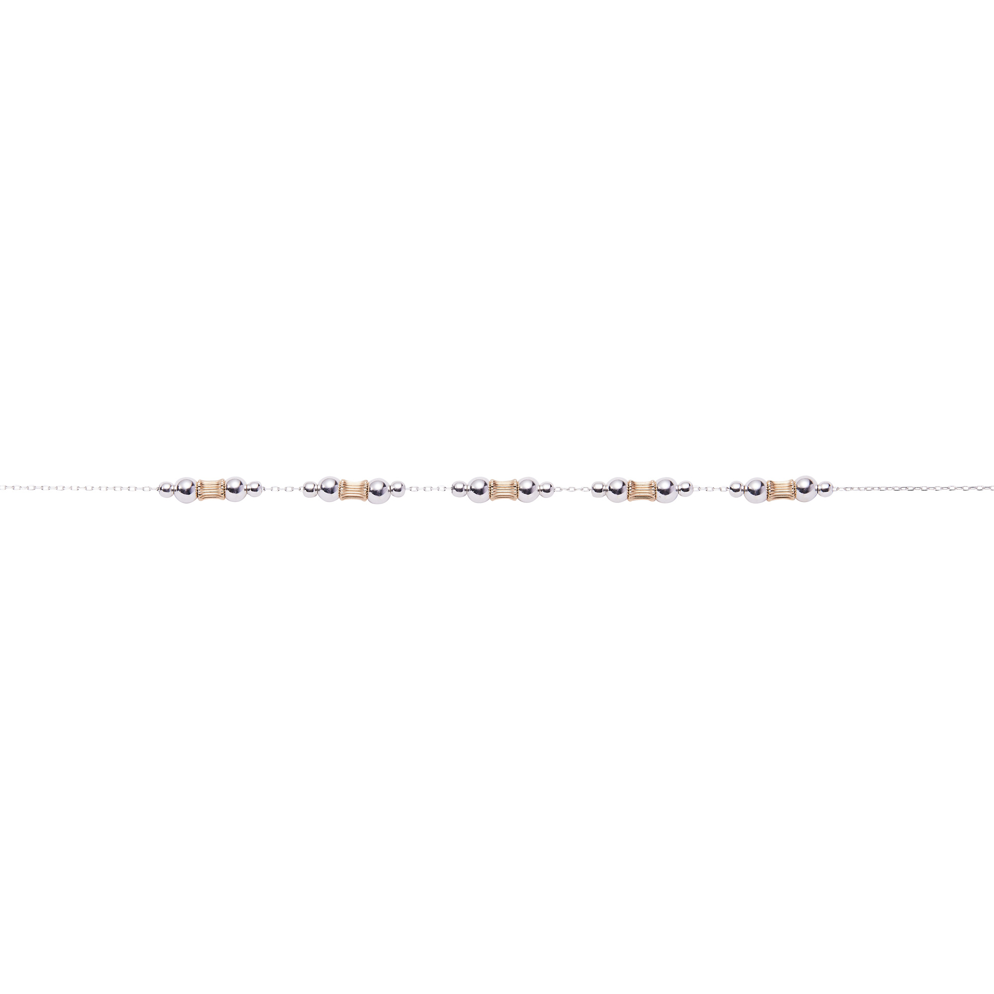 Metal Alchemist Two-Tone Round and Etched Bead Lasso Chain Necklace 138$