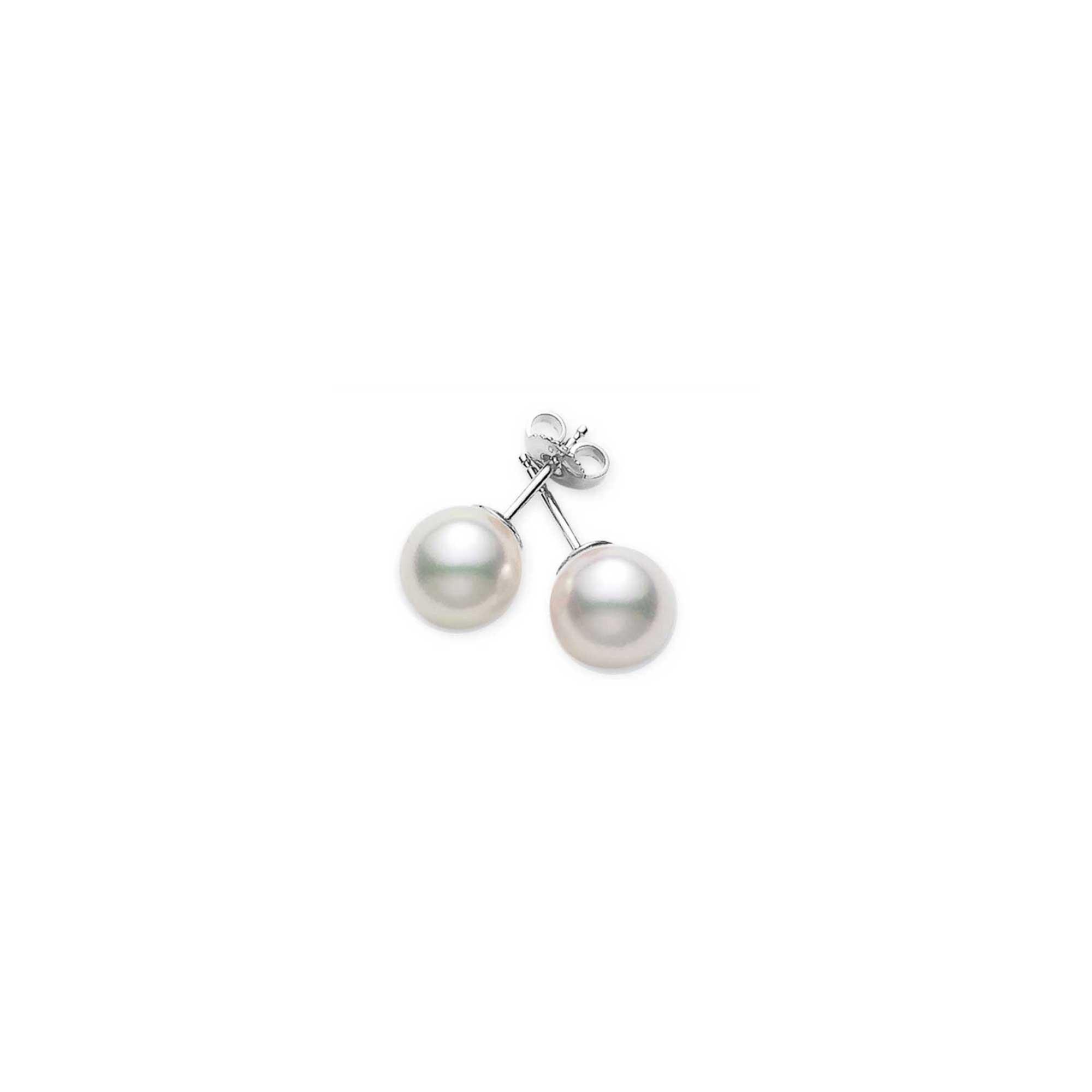 MIKIMOTO 8-8.25mm AA Akoya Cultured Pearl White Gold Stud Earrings