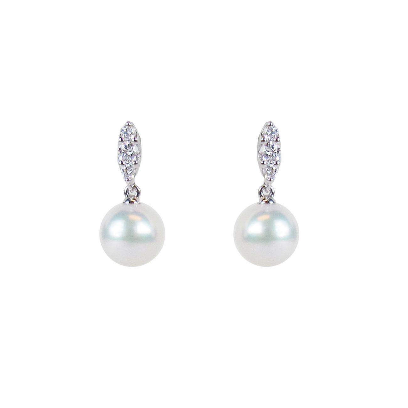 MIKIMOTO Akoya Cultured Pearl and Diamond White Gold Earrings 1/5