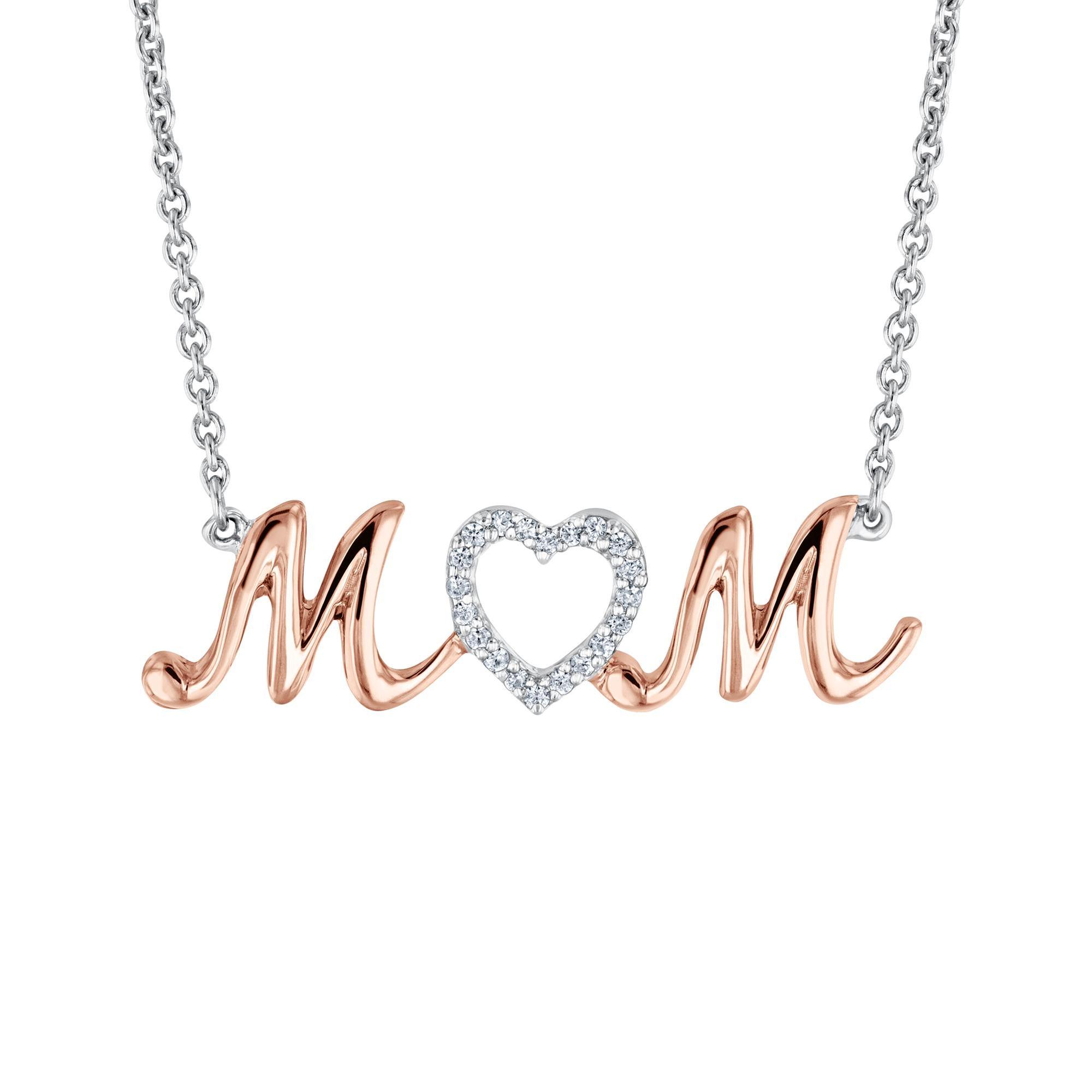 Mom Diamond Two-Tone Necklace 1/20ctw