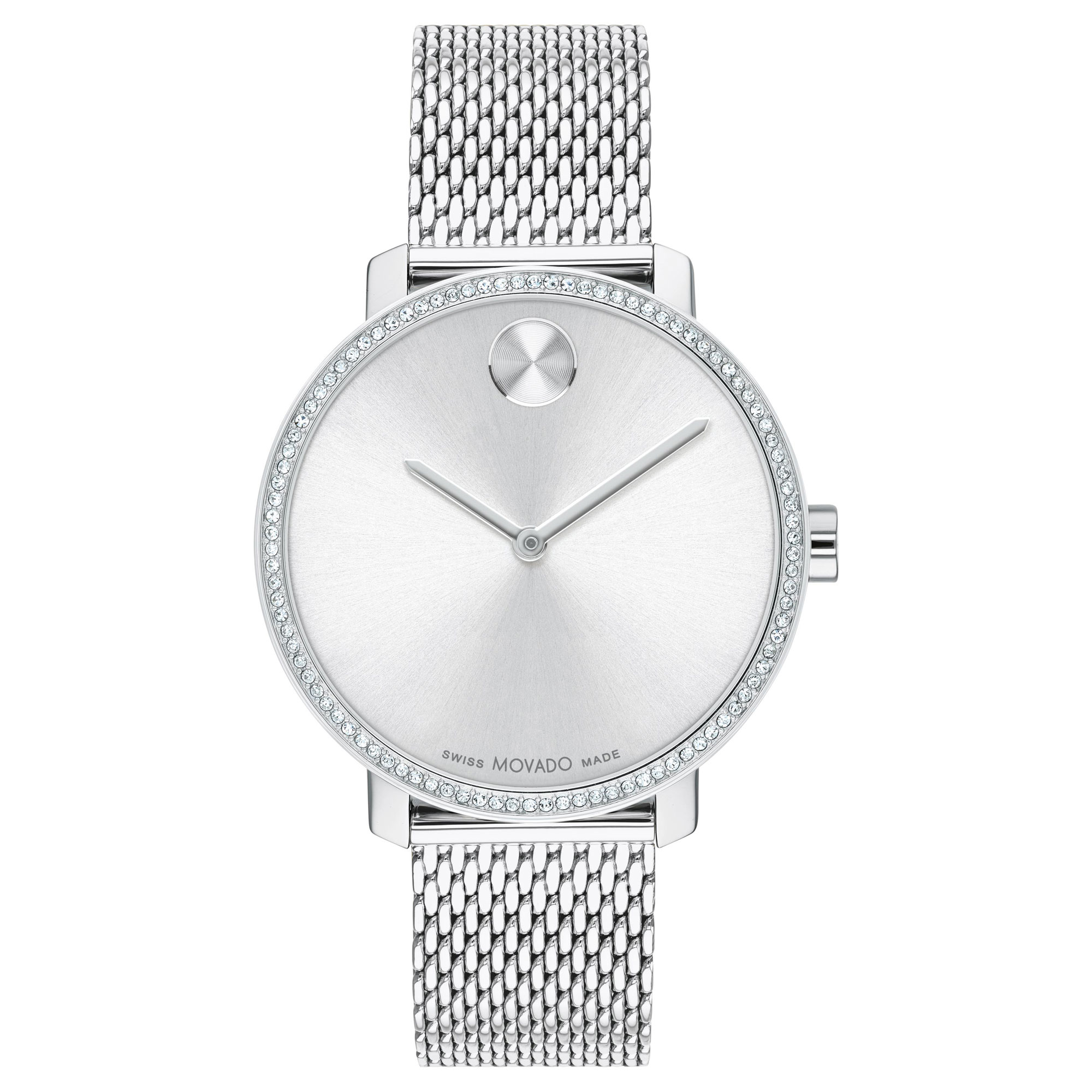 Movado BOLD Shimmer Crystal Bezel and Stainless Steel Mesh Bracelet Watch | 34mm | 3600840