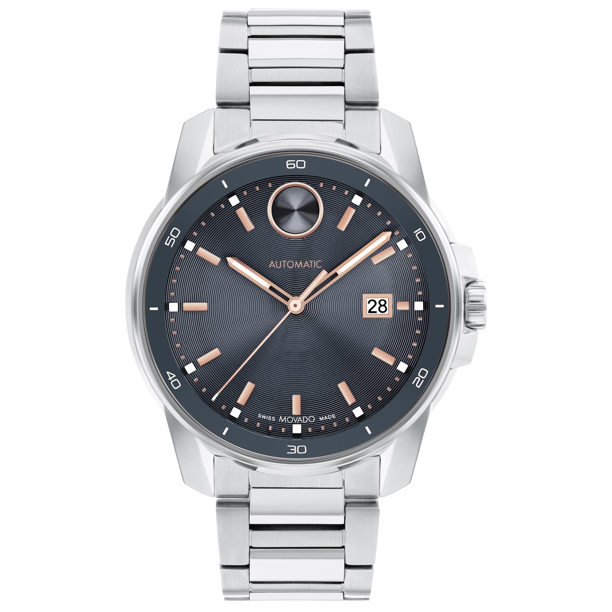 BOLD Verso Automatic Grey Dial Stainless Steel Watch | 43mm | - Movado 3601084
