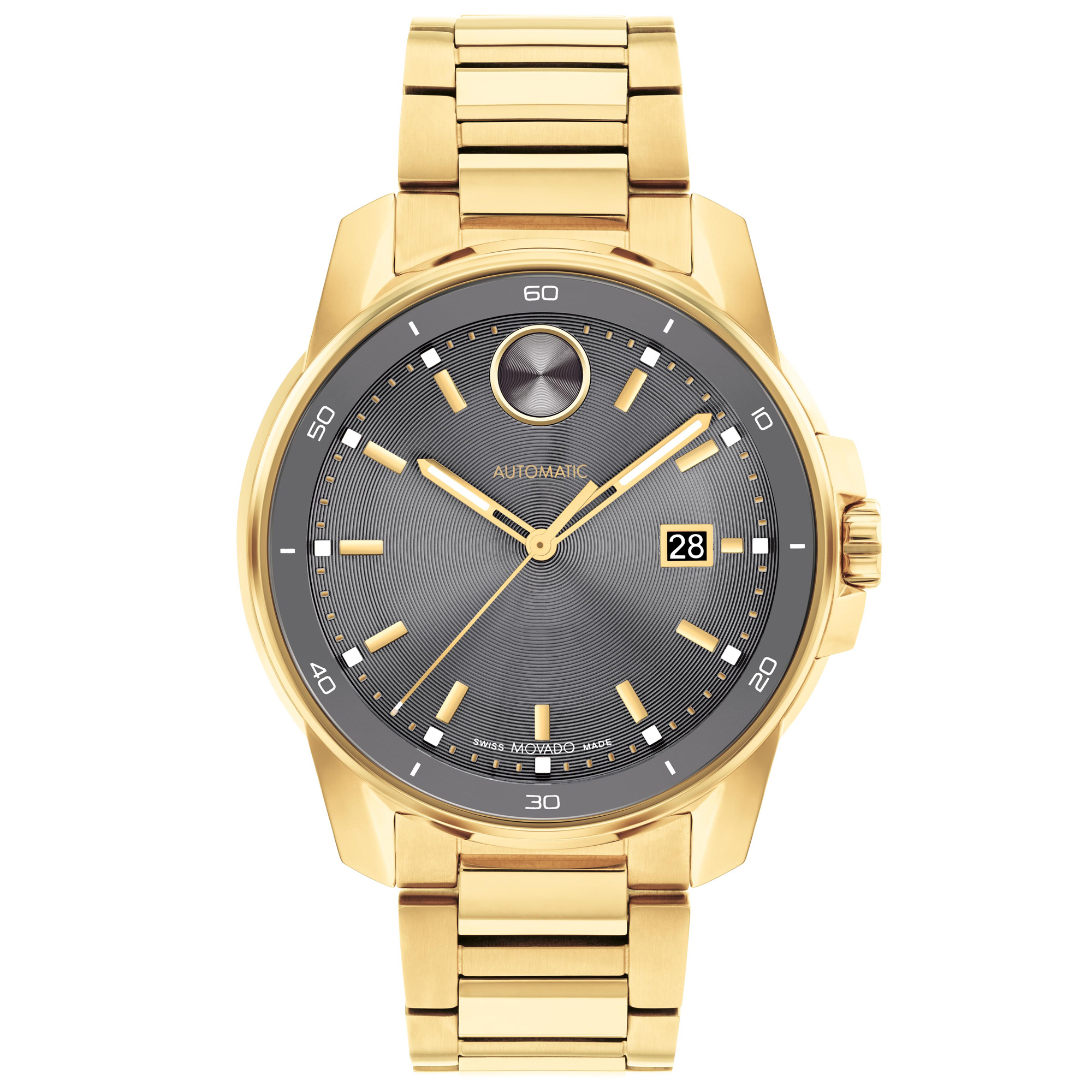 BOLD Verso Automatic Grey Dial Yellow Gold Ion-Plated Watch | 43mm | - Movado 3601053
