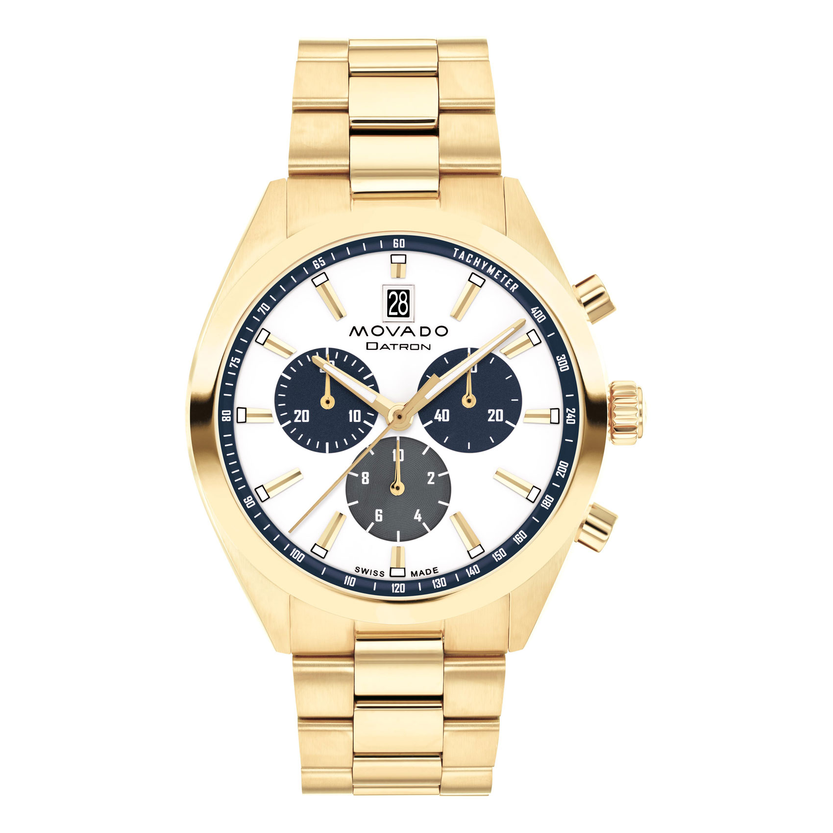 Heritage Series Datron White Dial Gold-Tone Stainless Steel Bracelet Watch 41mm - Movado 3650180