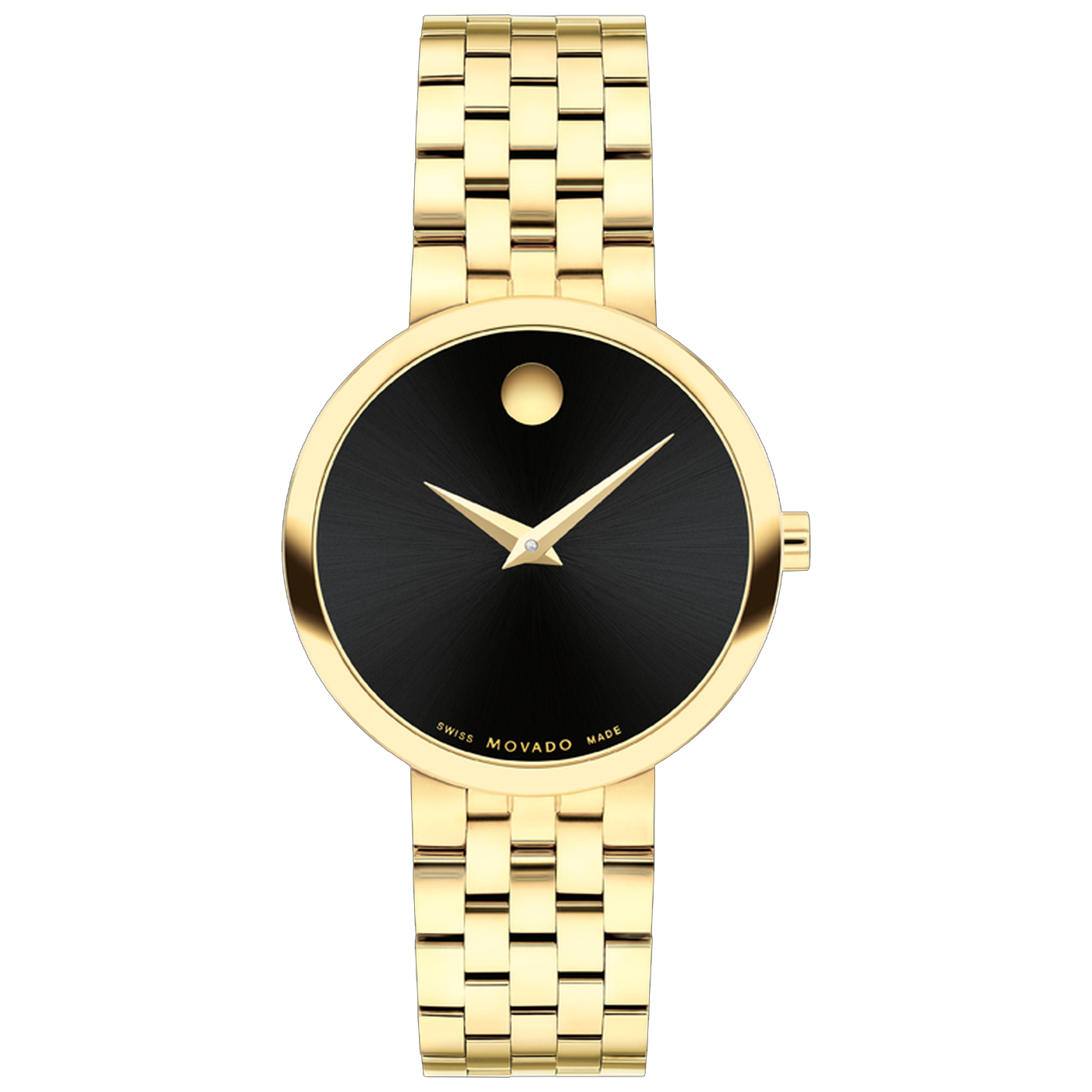 Museum Classic Black Dial Gold-Tone Stainless Steel Watch 29.5mm - 0 - Movado 607847