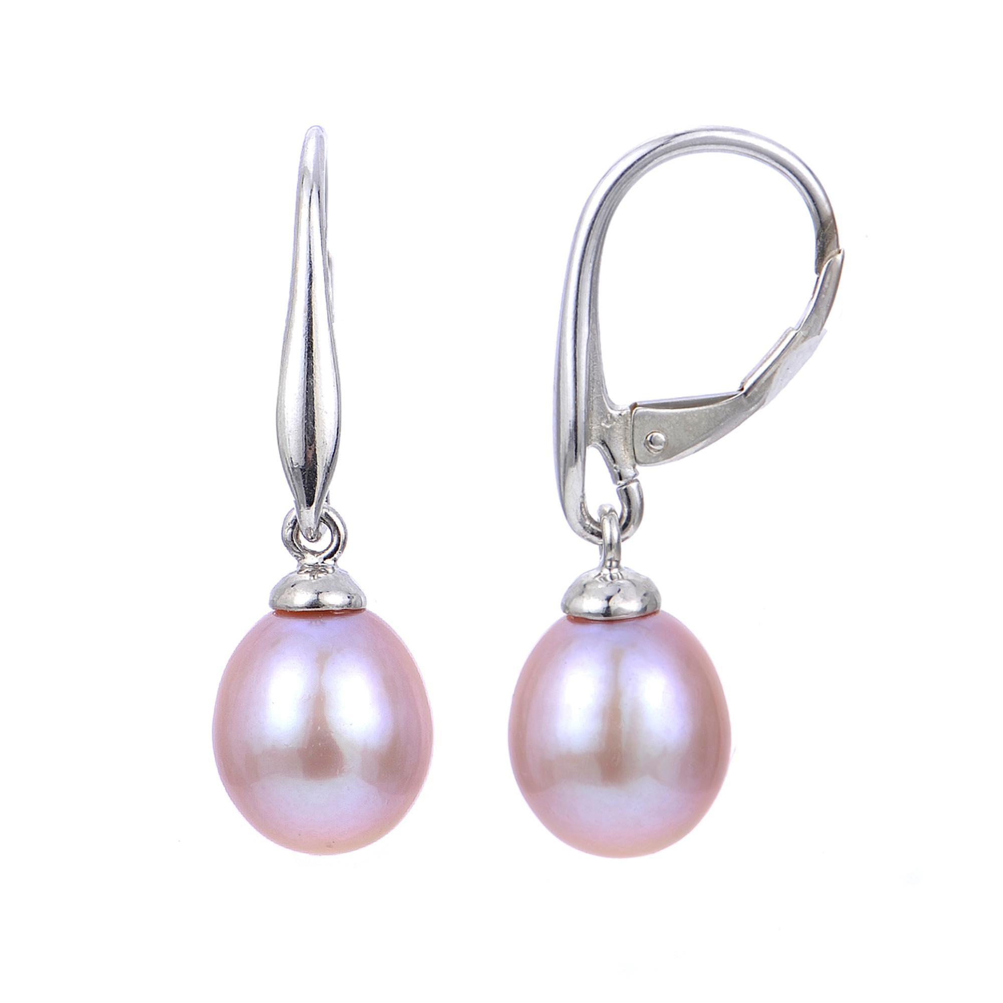 Natural Lavender Freshwater Cultured Pearl Drop Leverback Earring