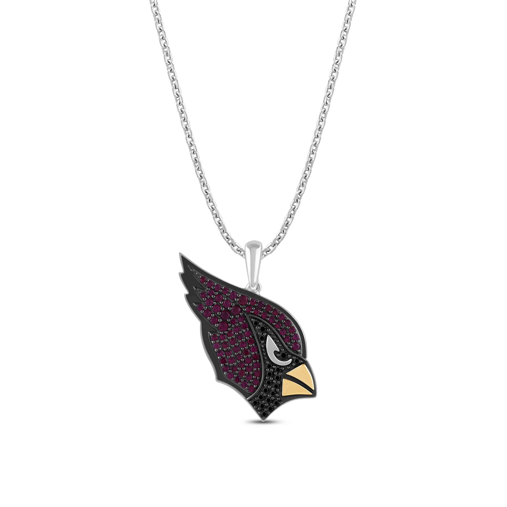 NFL TrueFans Arizona Cardinals Cubic Zirconia Yellow Gold-Plated and Sterling Silver Pendant Necklace