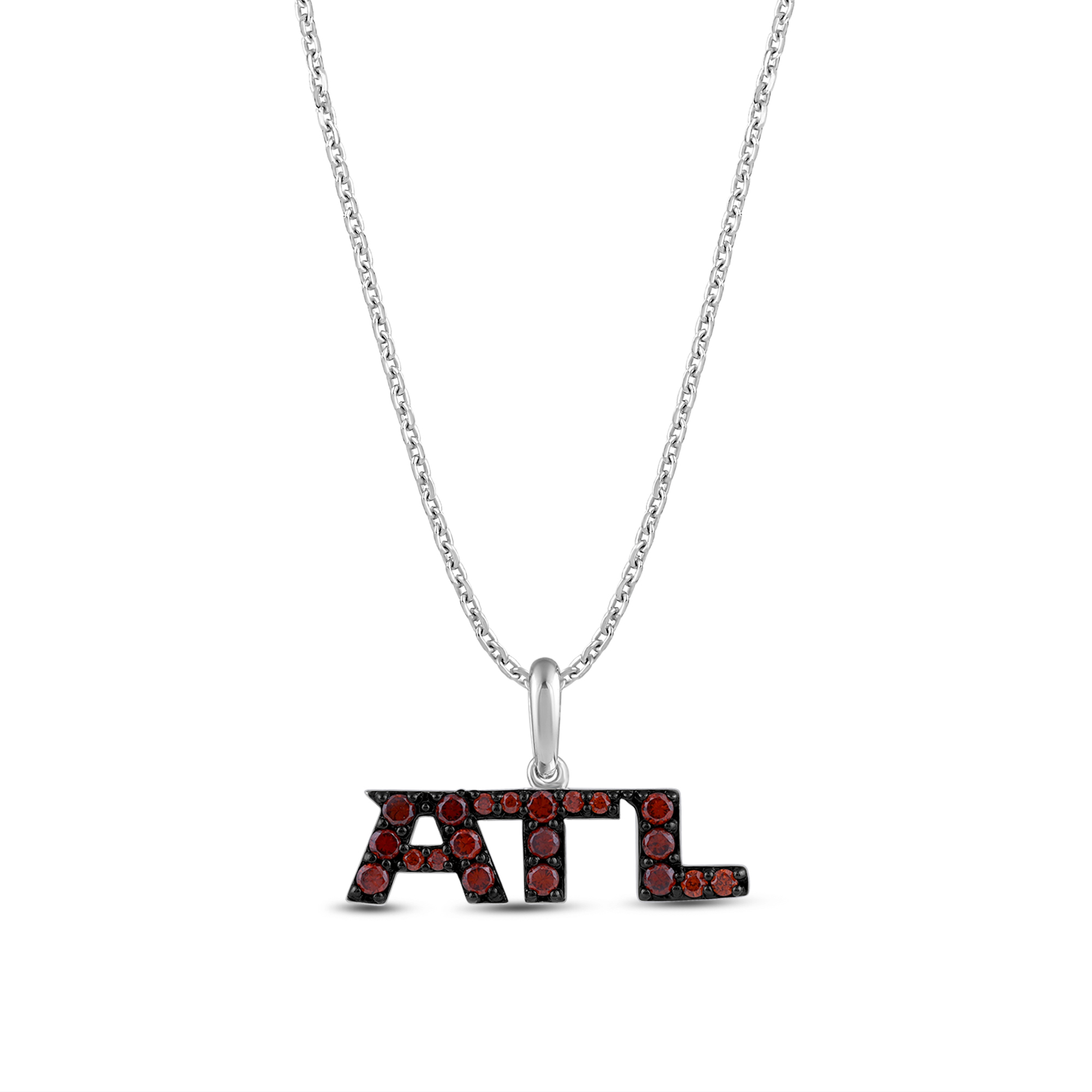 Nfl Truefans Atlanta Falcons Red Cubic Zirconia Sterling Silver Pendant Necklace 150$