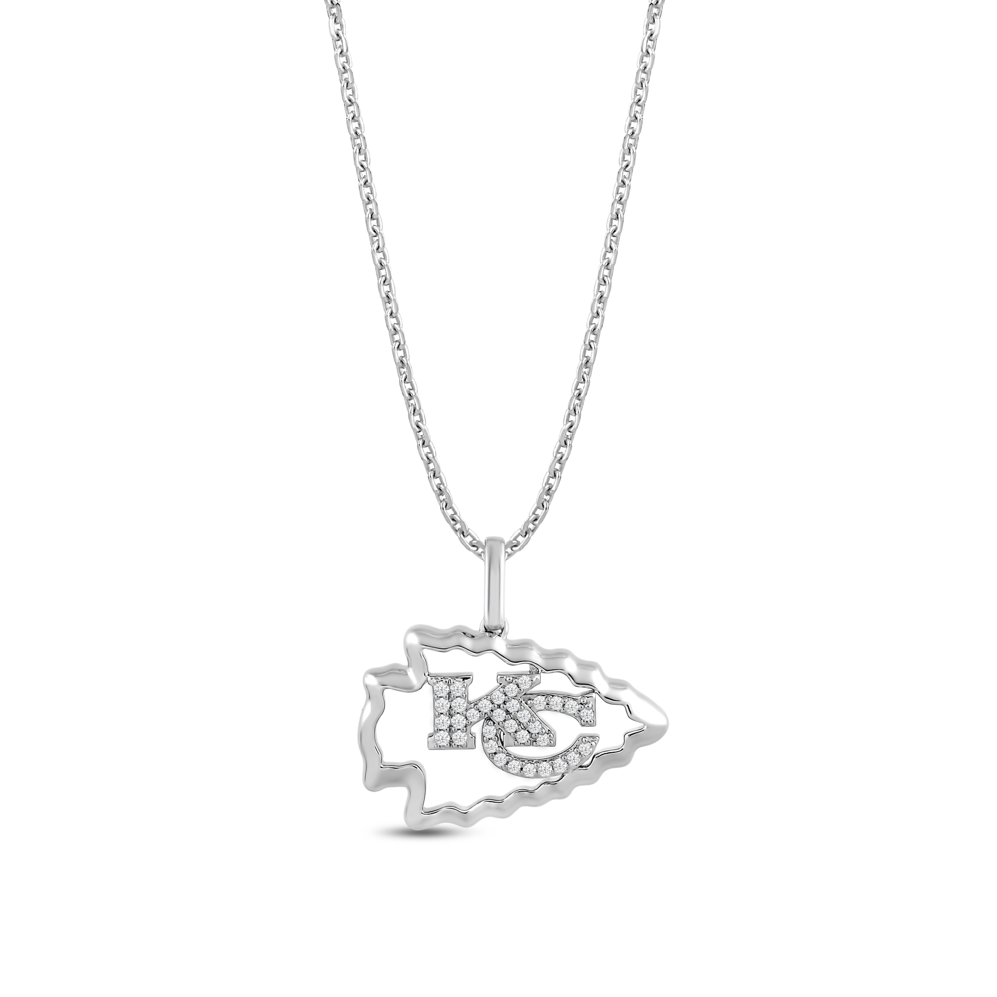 Nfl Truefans  Kansas City Chiefs Cubic Zirconia Sterling Silver Pendant Necklace