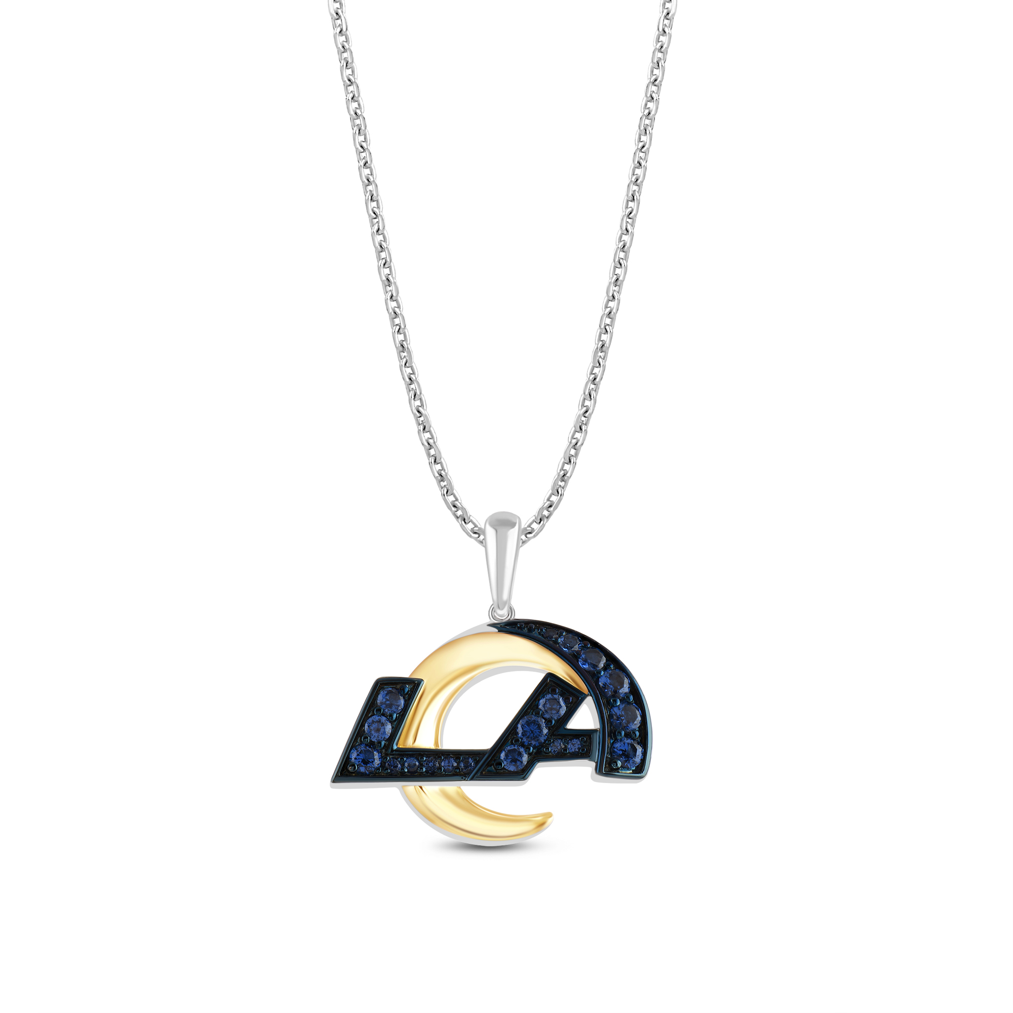 Nfl Truefans  Los Angeles Rams Blue Cubic Zirconia Sterling Silver and Gold-Plated Pendant Necklace