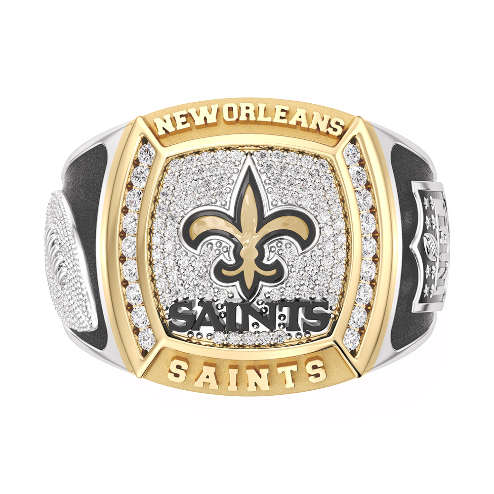 Nfl Truefans Men's  New Orleans Saints 1/2ctw Diamond Two-Tone Yellow Gold and Sterling Silver Ring - Size 15