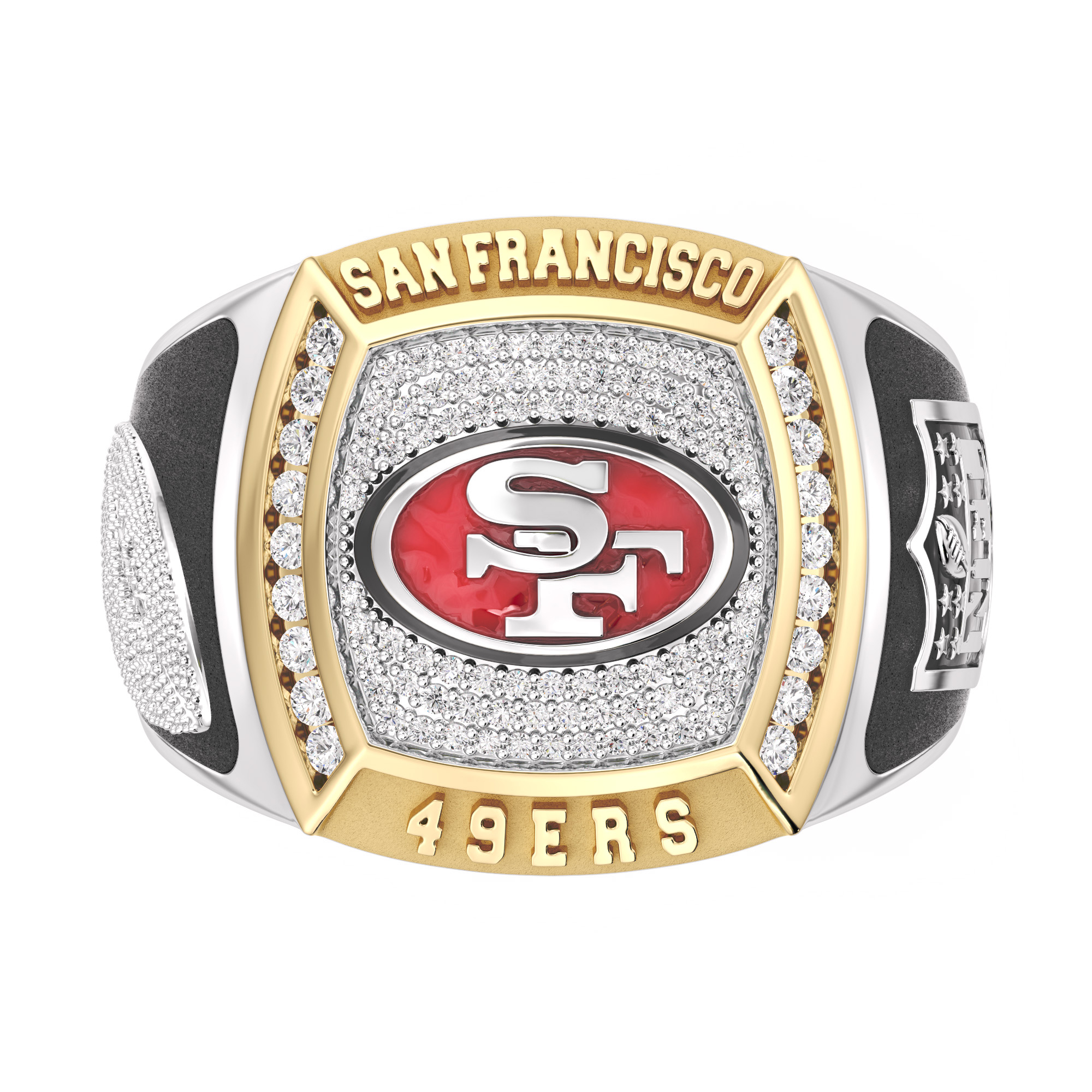 Nfl Truefans Men's  San Francisco 49ers 1/2ctw Diamond Two-Tone Yellow Gold and Sterling Silver Ring - Size 11