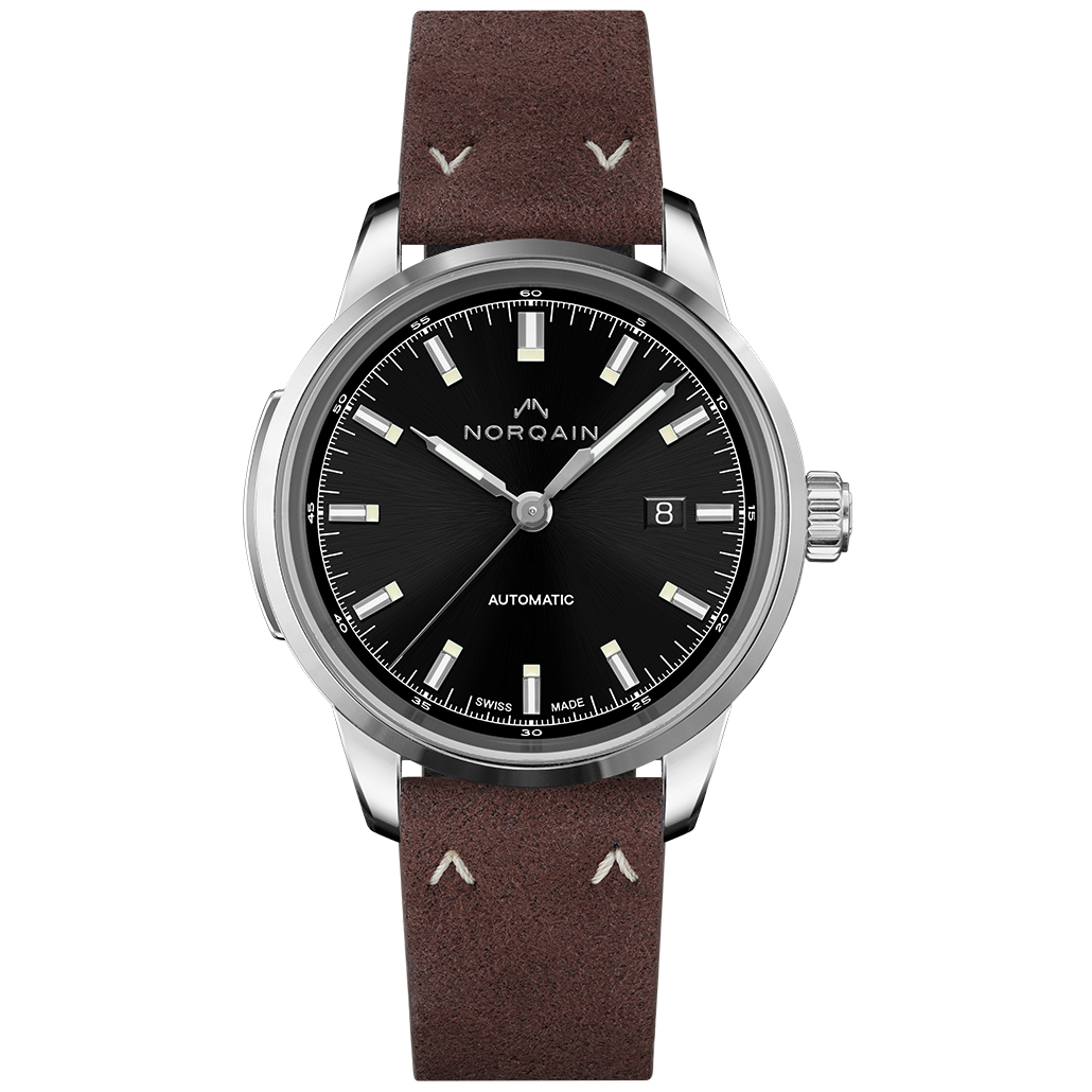Freedom 60 Black Dial Brown Leather Strap Watch | 42mm | - NORQAIN N2000S02A/B201/20EN.18S