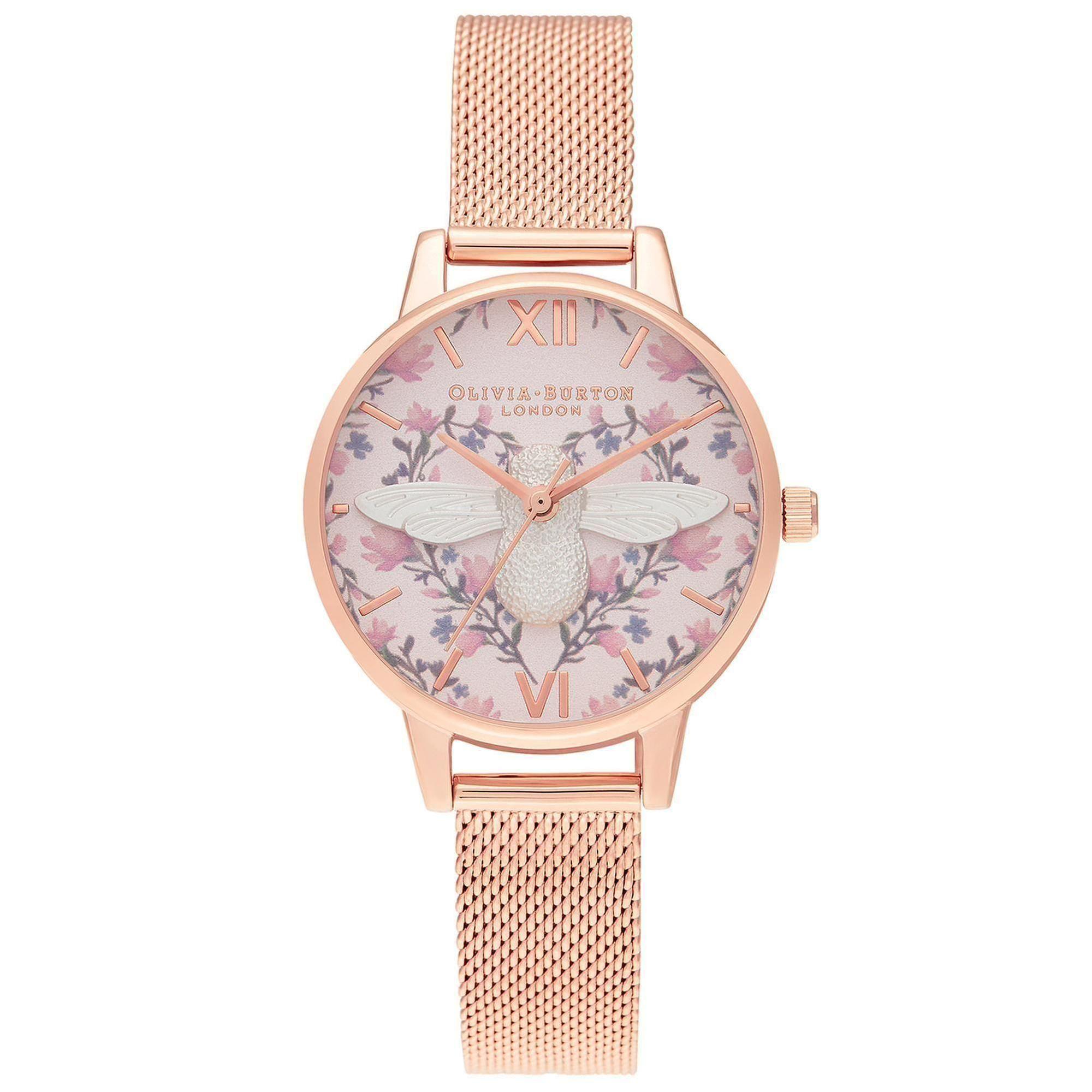 Olivia Burton Meant to Bee Blush Dial Rose Gold-Tone Watch OB16AM166