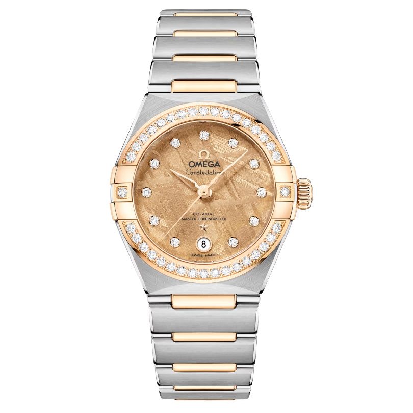 Omega Constellation CoAxial Master Chronometer Moonshine Gold Meteorite Dial Diamond Steel and Yellow Gold Watch 29mm  O13125292099002