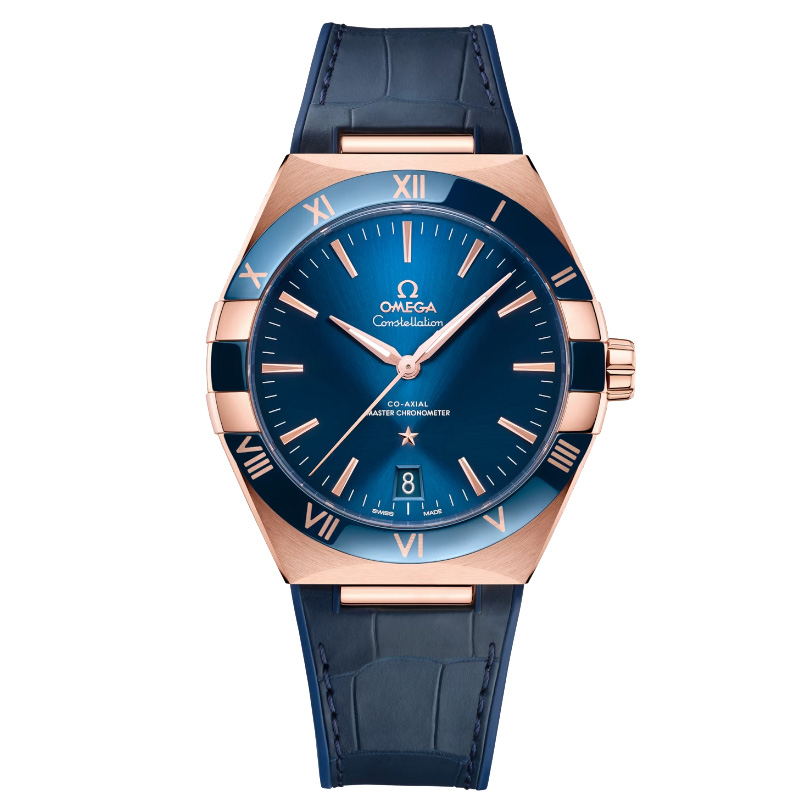 Omega Constellation Co-Axial Master Chronometer Sedna Gold Blue Leather Strap Watch 41mm - O13163412103001 28400$
