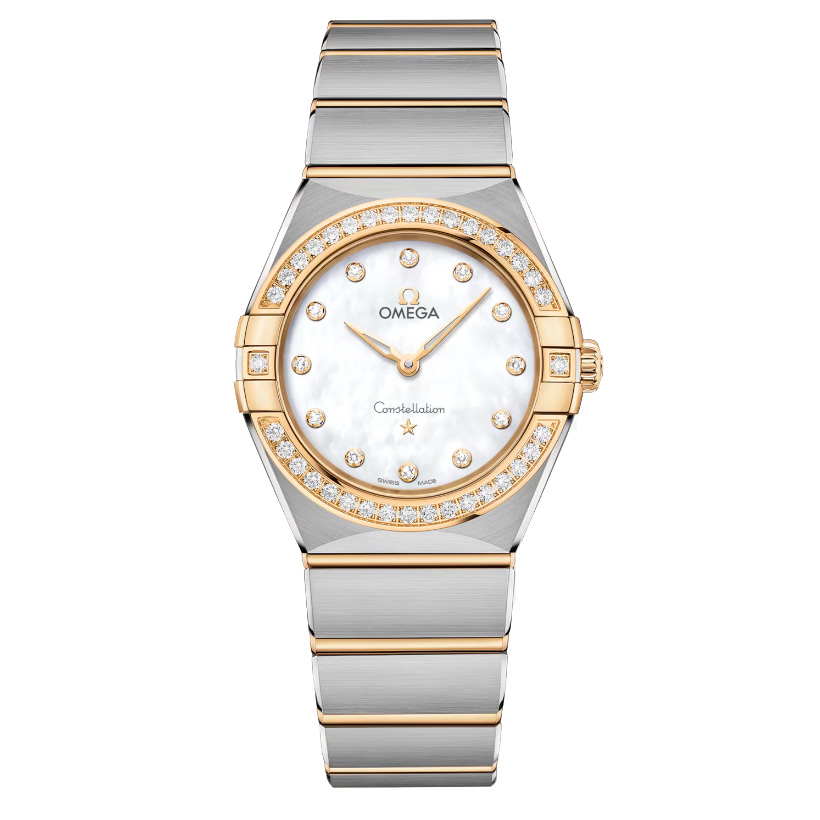 Omega Constellation Quartz MotherofPearl Dial Diamond Stainless Steel and Yellow Gold Watch 28mm O13125286055002 Omega Constellation Quartz MotherofPearl Dial Diamond Stainless Steel and Yellow Gold Watch 28mm O13125286055002