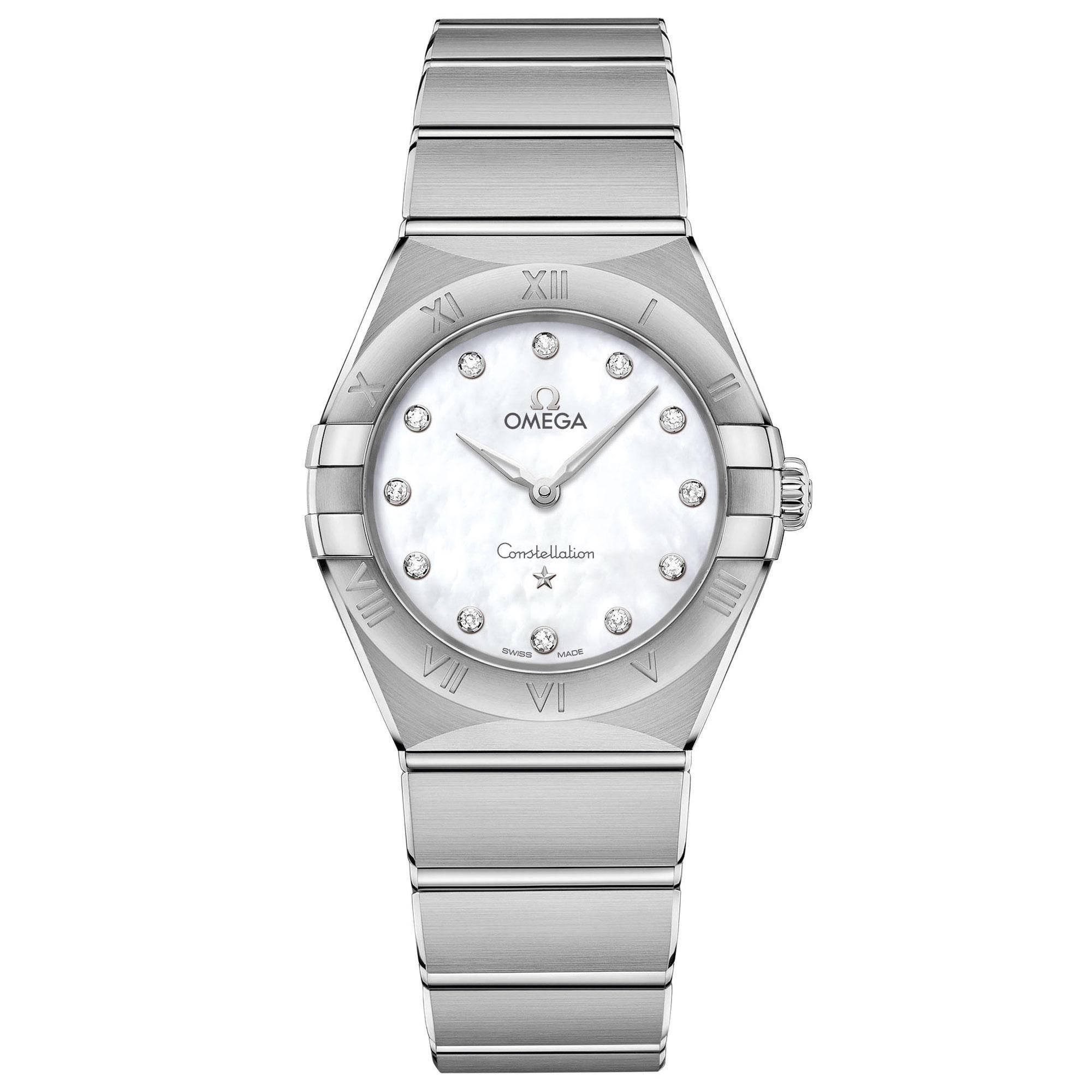 Constellation Quartz Mother-of-Pearl Diamond Dial Stainless Steel Watch | 28mm | - OMEGA O13110286055001