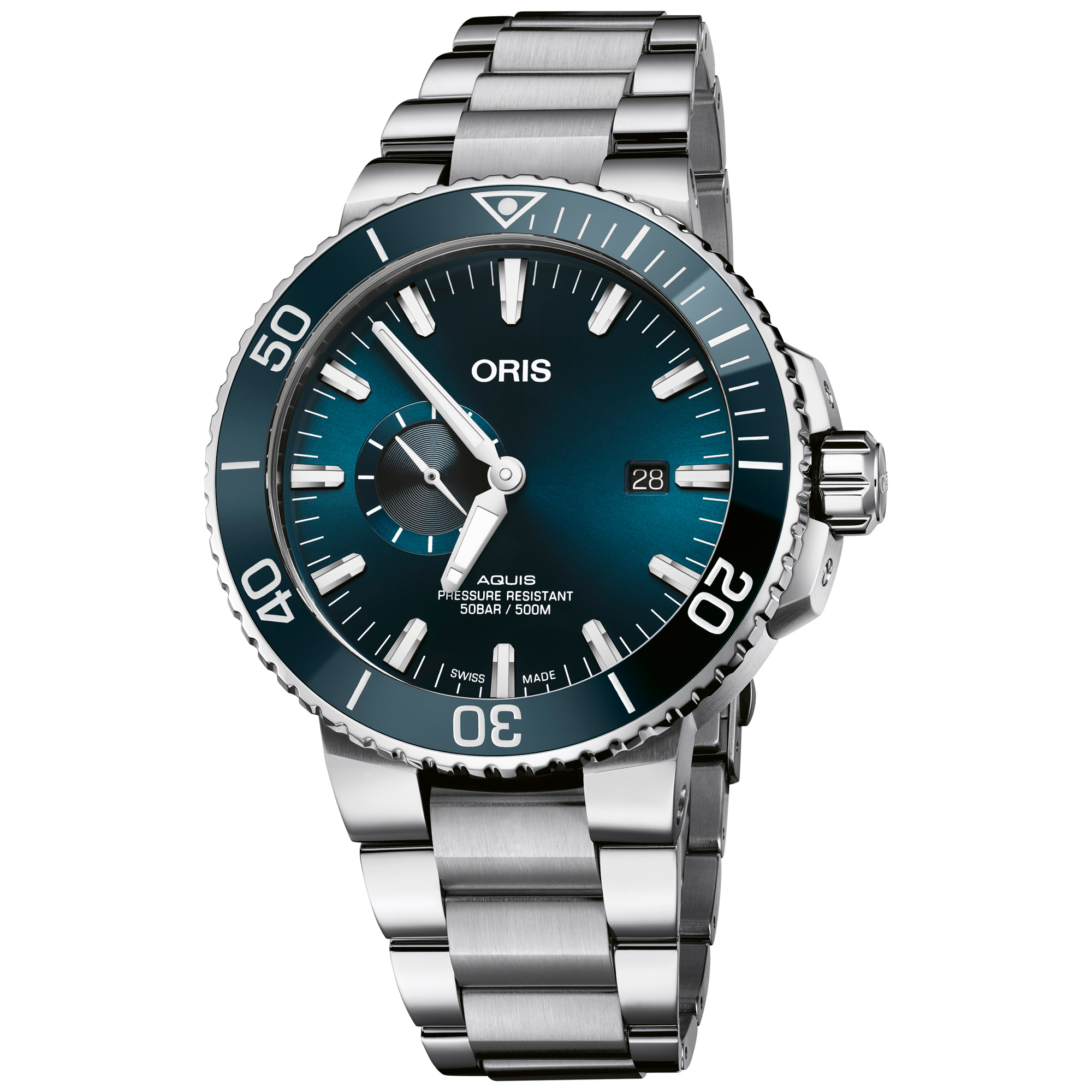 Oris Aquis Small Second Date Blue Dial Stainless Steel Watch 455mm 01 743 7733 4155 - 07 8 24 05PEB 3000$