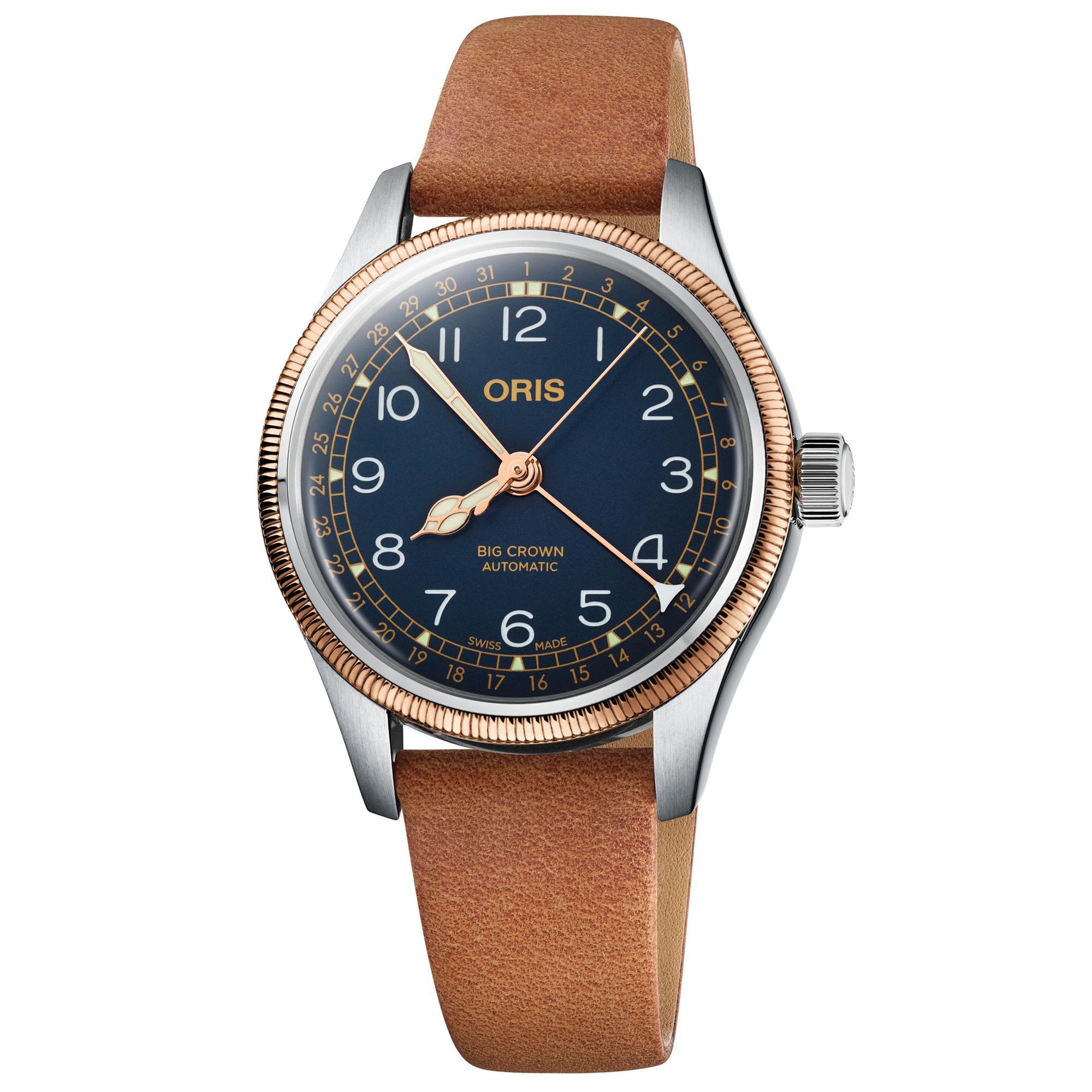 Big Crown Pointer Date Blue Dial Brown Leather Strap Watch | - Oris 01 754 7749 4365-07 5 17 66