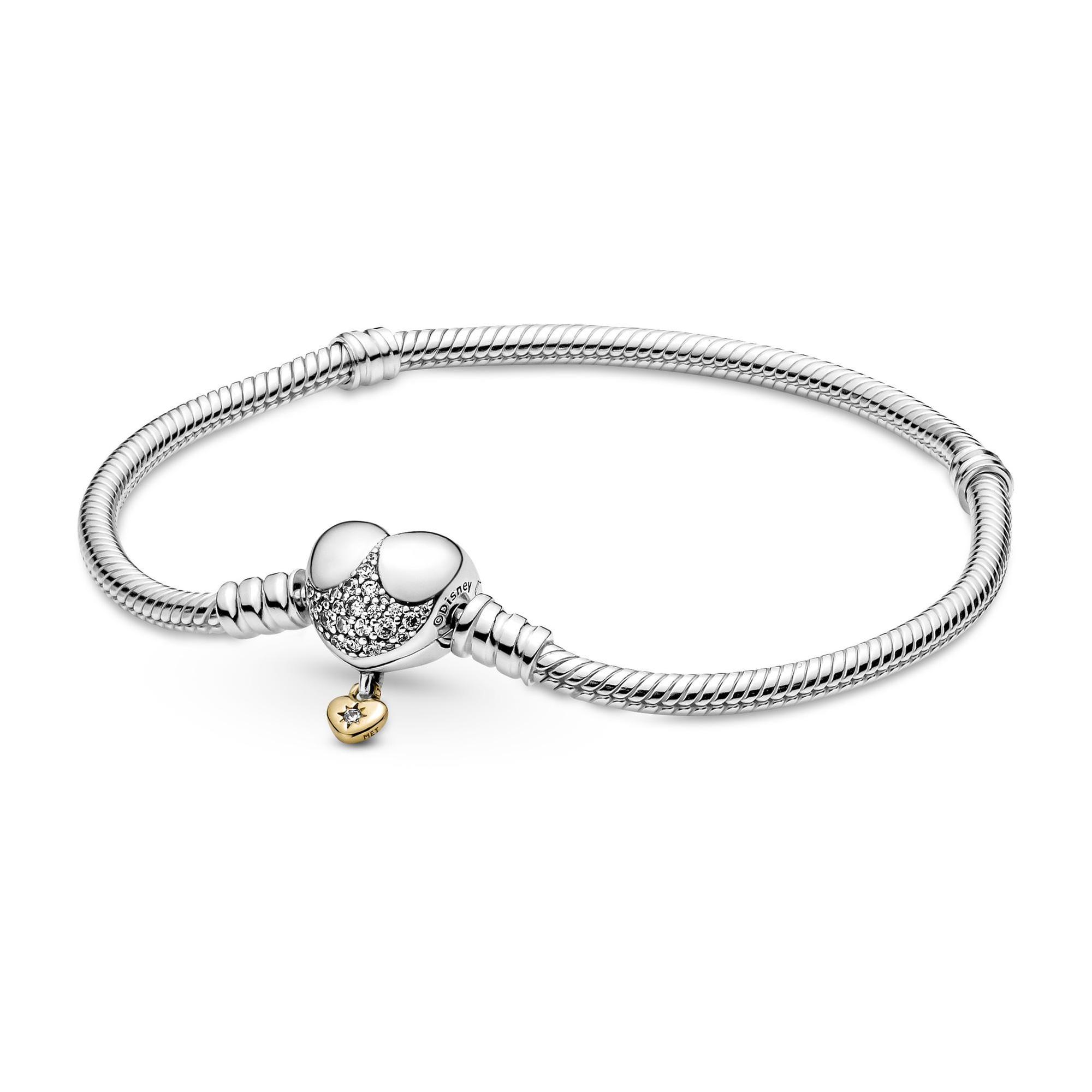 Pandora - Disney, Moments Heart Clasp Snake Chain Bracelet, | REEDS Jewelers