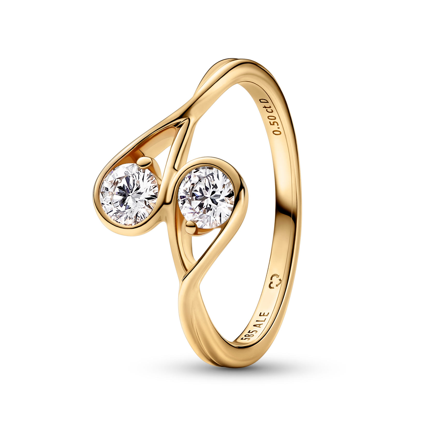 Pandora Brilliance Double .50ctw Lab-Created Diamond Yellow Gold Ring | Size 6