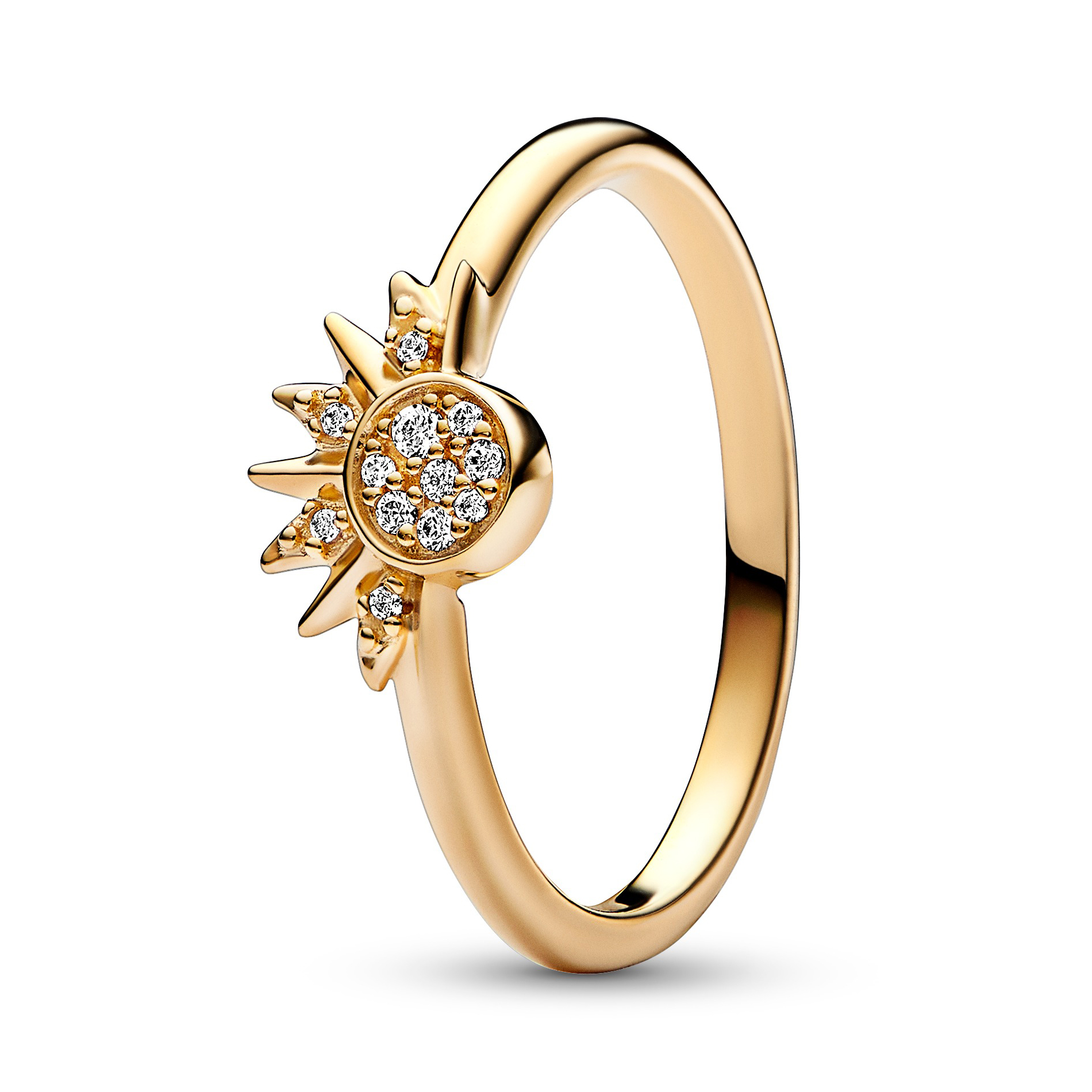 Pandora Women's Celestial Sparkling Sun Ring | Gold-Plated Ring Size: 7
