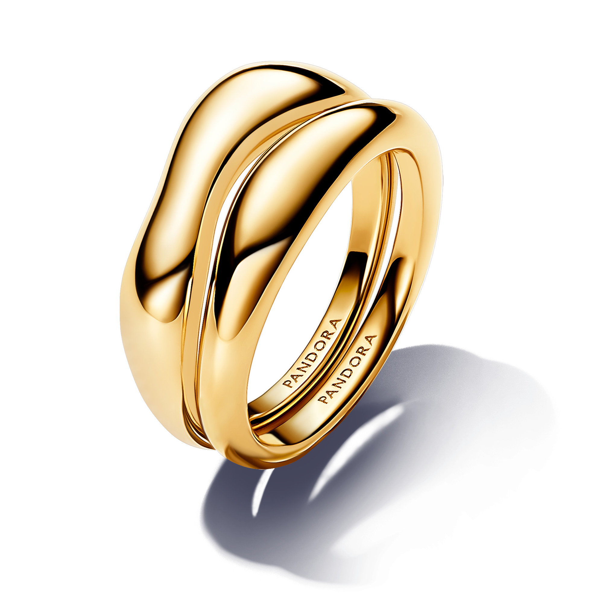 Pandora Women's  Essence Organically Shaped Gold-Plated Stacking Rings  Ring Size: 7