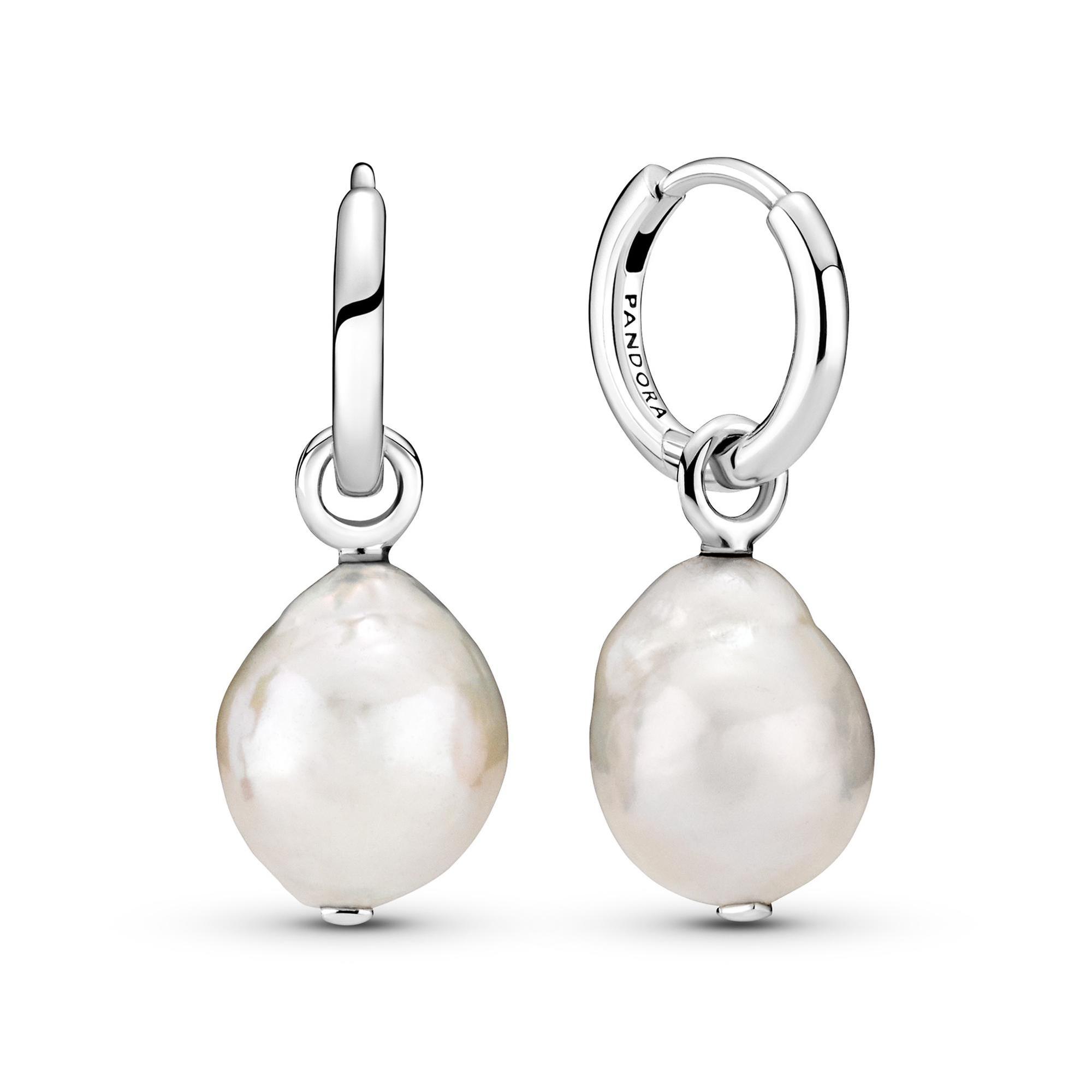 Pandora Freshwater Cultured Baroque Pearl Hoop Earrings