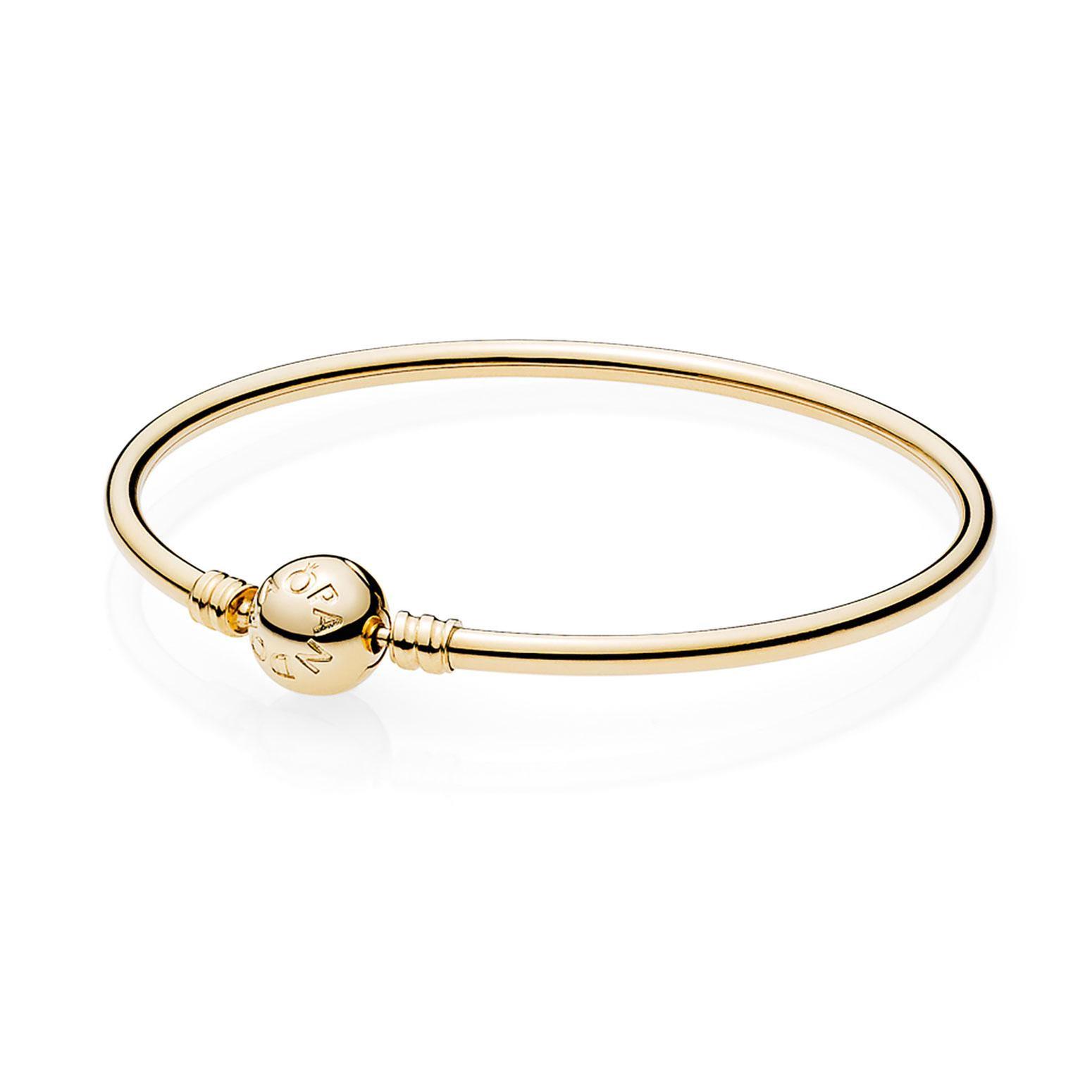 Pandora Gold Bangle with Signature Clasp - Size 7.5in