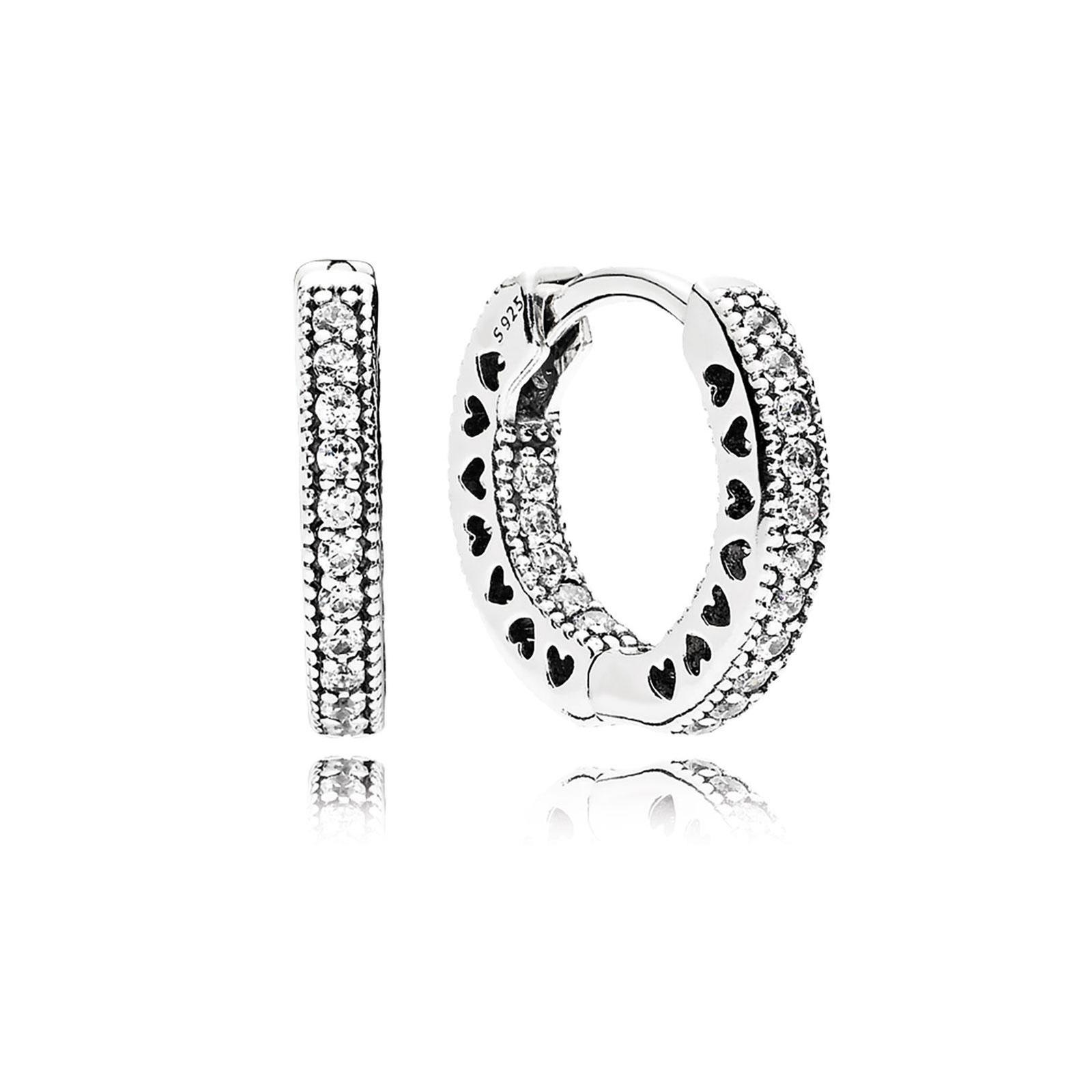 Pandora Hearts of Pandora Hoop Earrings, Clear Cubic Zirconia, 15