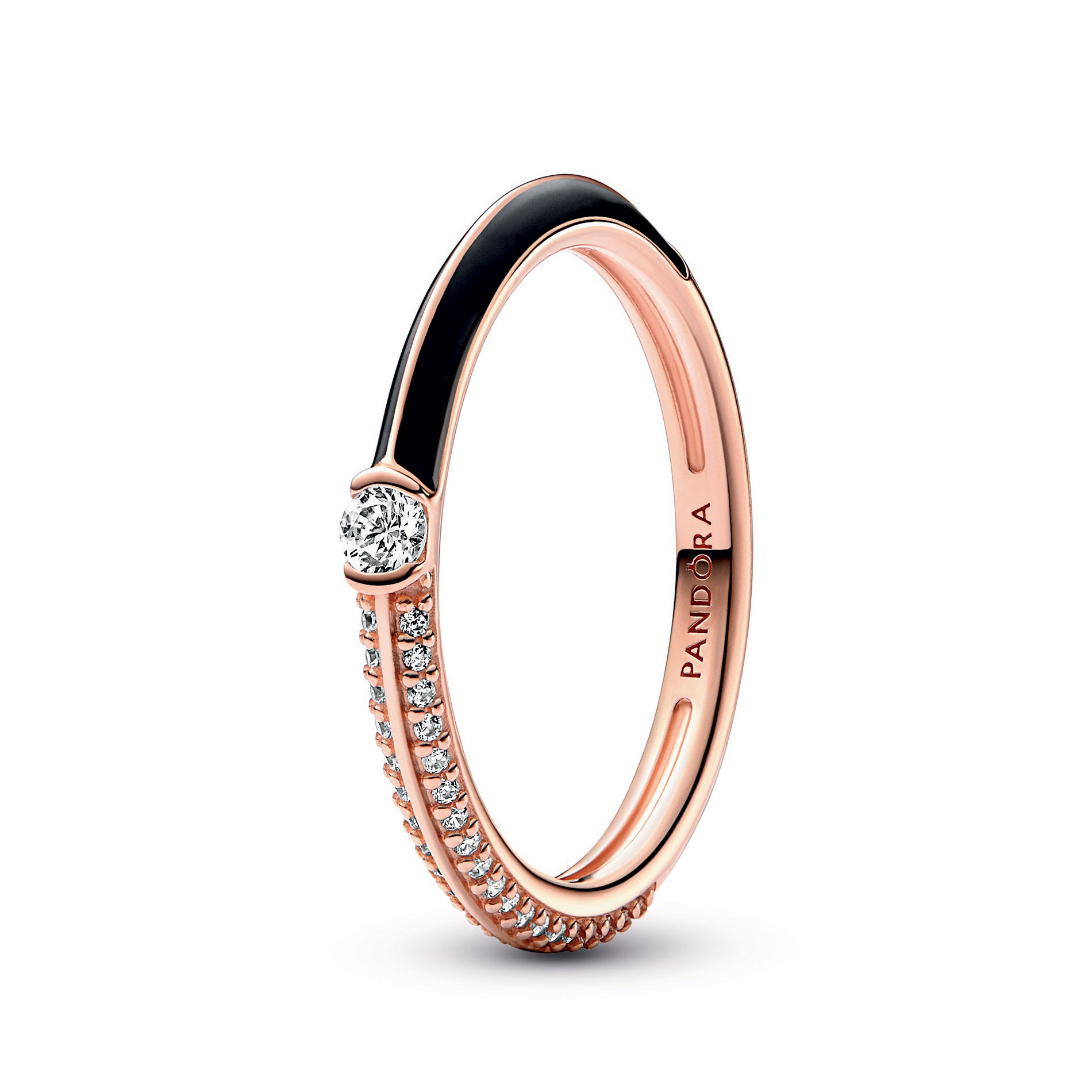 Pandora Women's  ME Pave & Black Dual Ring | Rose Gold-Plated  Ring Size: 10.5
