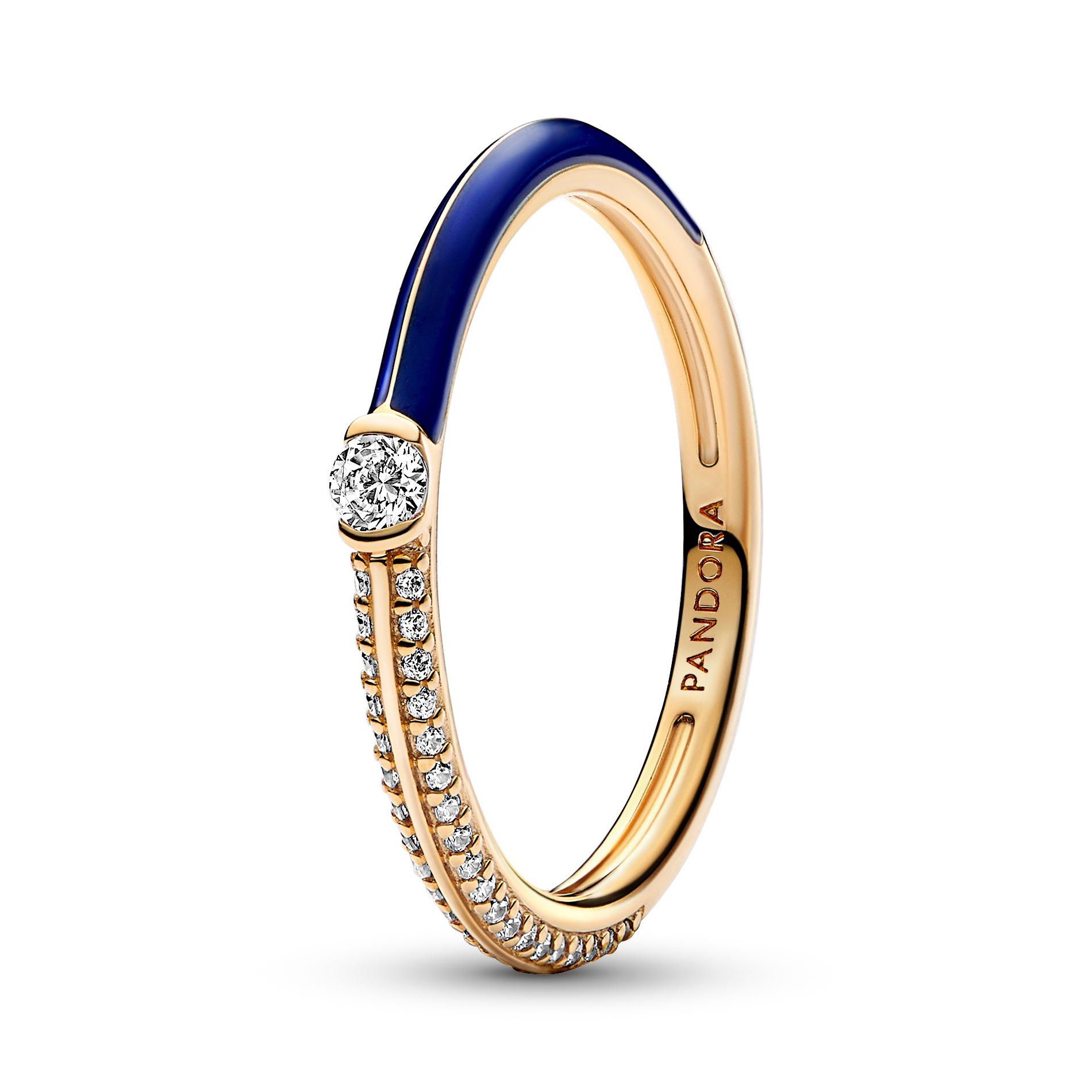 Pandora ME Pave & Blue Dual Ring | Gold-Plated | Size 7.5