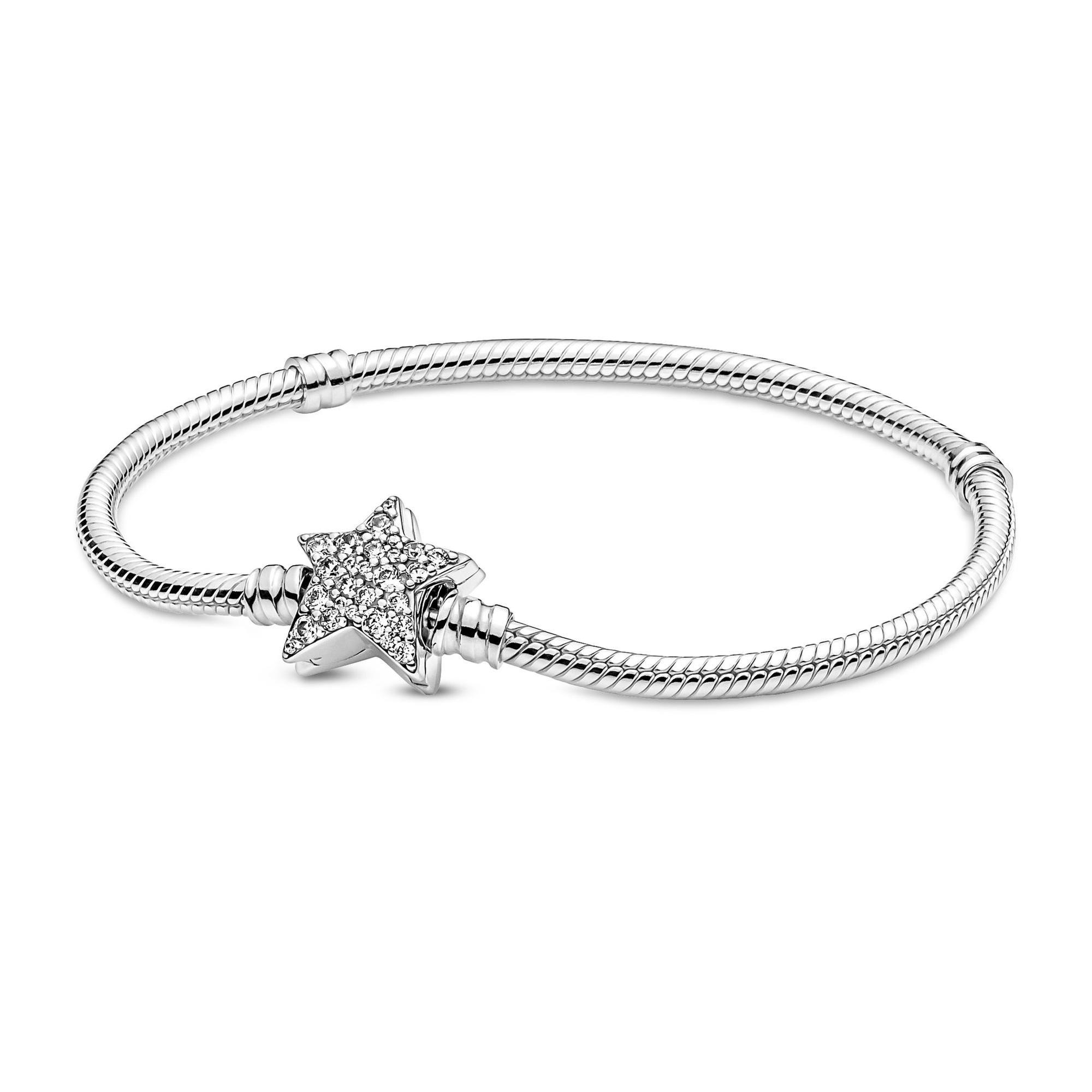 Pandora Moments Asymmetric Star Clasp Snake Chain Bracelet - 6.3i