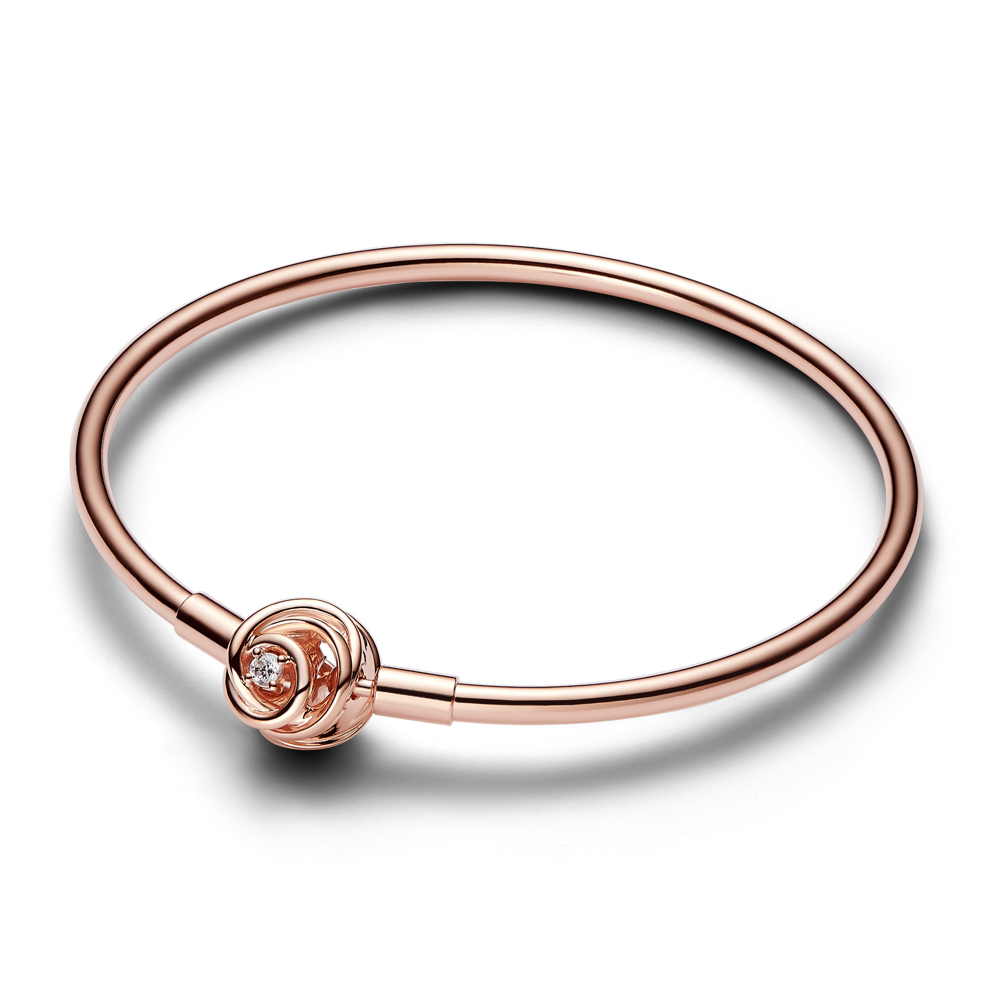 Pandora Moments Encircled Clasp Rose Gold-Plated Bangle Bracelet Bracelet Length: 7.5in (19cm)