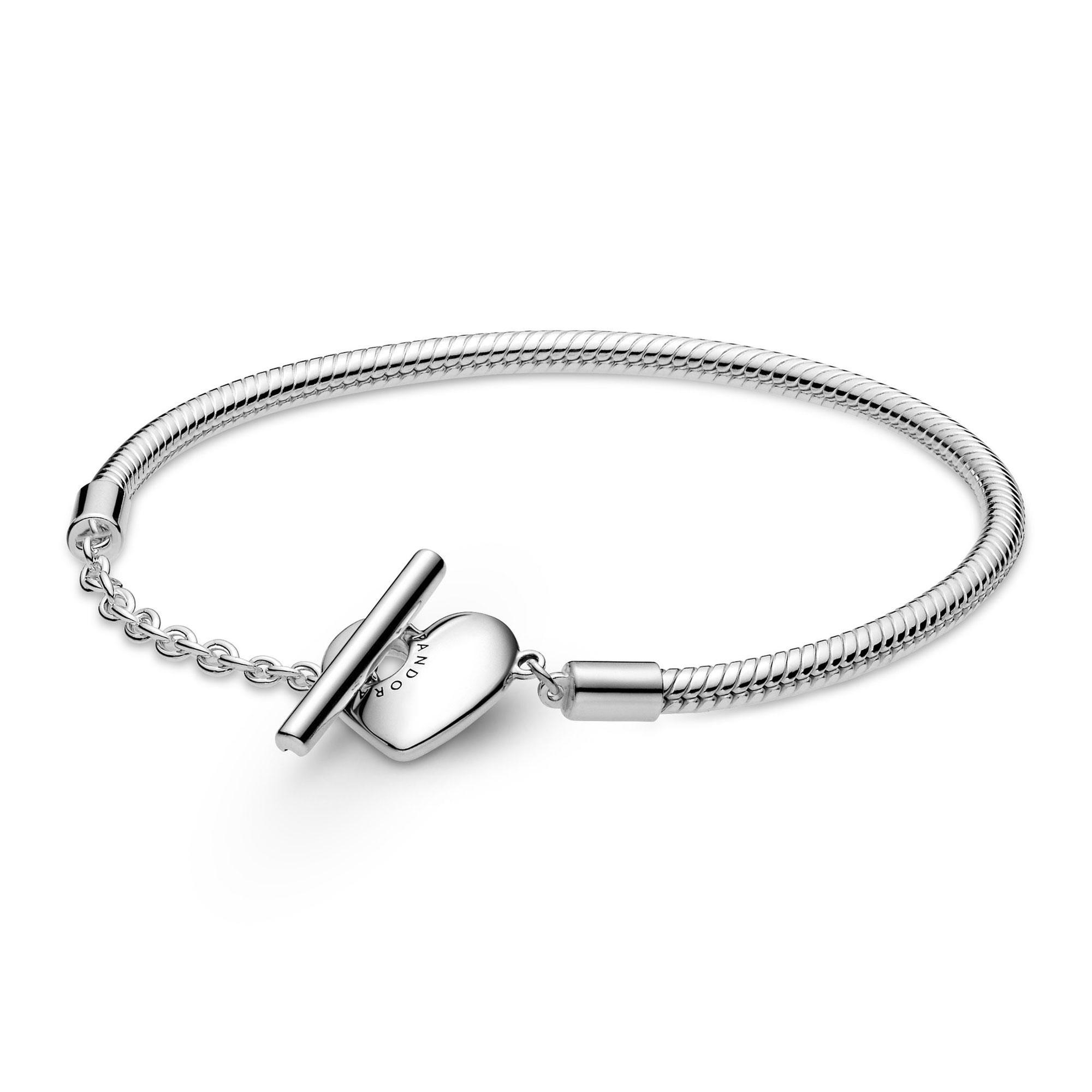 Pandora Moments Heart T-Bar Snake Chain Bracelet - 8.3in