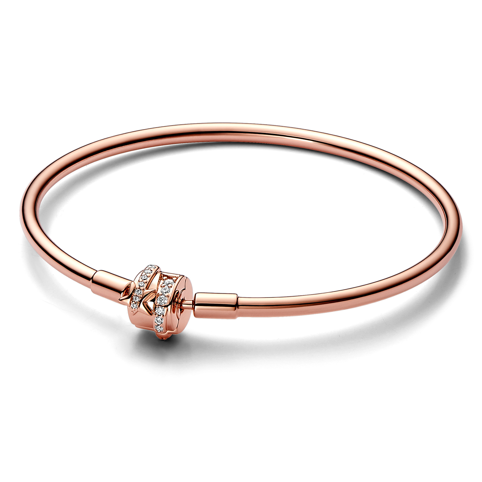 Pandora Moments Sparkling Shooting Star Clasp Rose Gold-Plated Bangle Bracelet Bracelet Length: 6.7in (17cm)