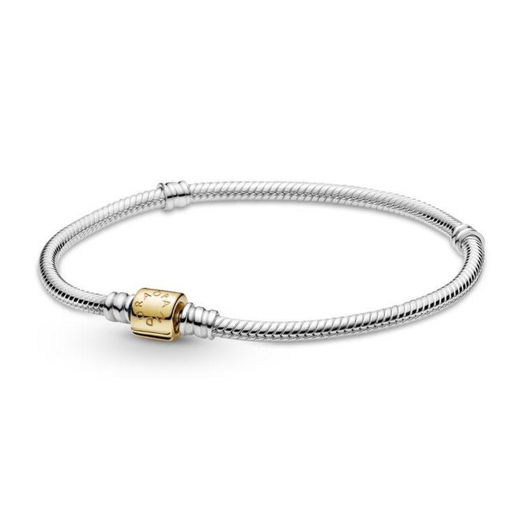 Pandora Moments Two-tone Barrel Clasp Snake Chain Bracelet - 7.5 