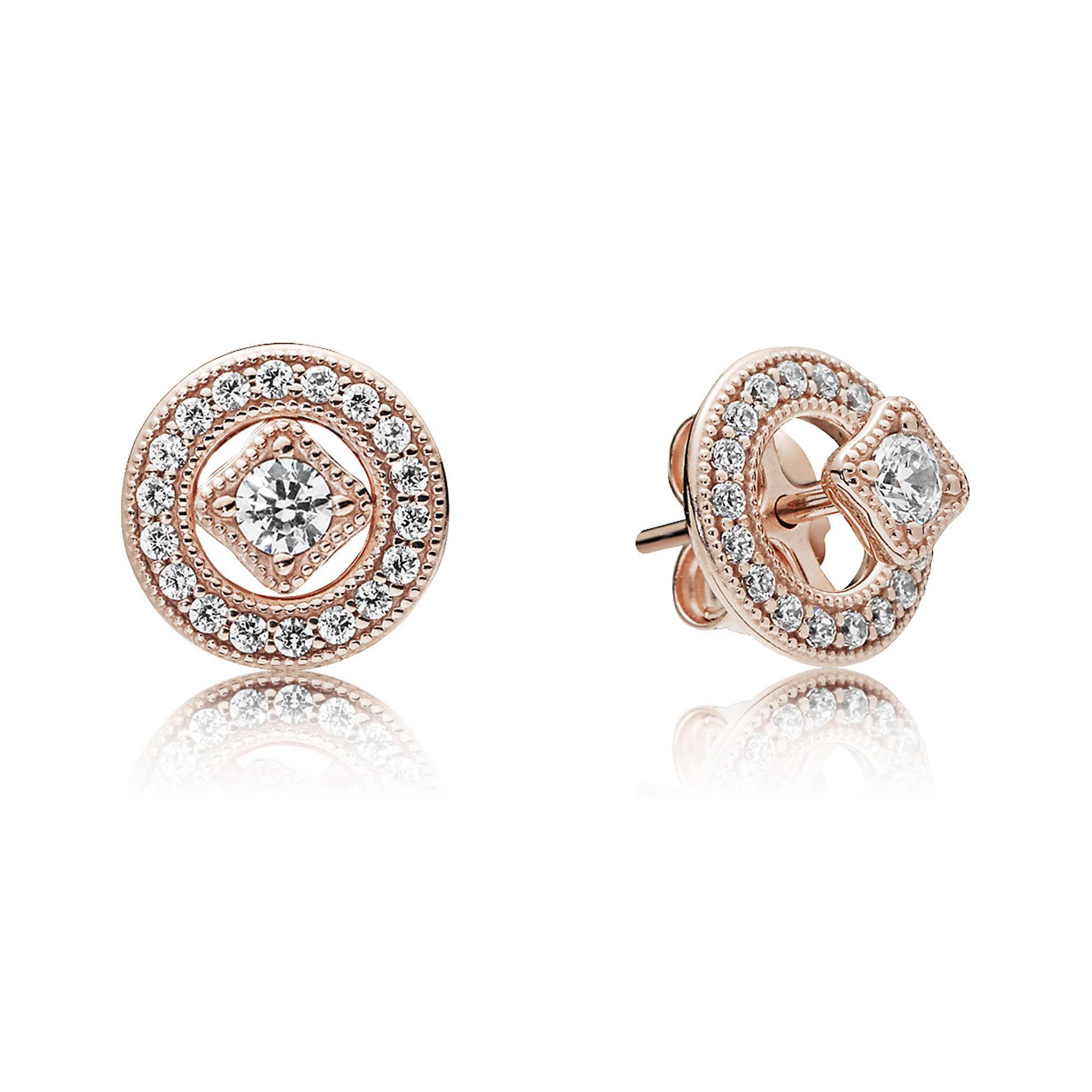 Pandora Vintage Allure Earrings, Clear Cubic Zirconia, Rose Gold-Plated