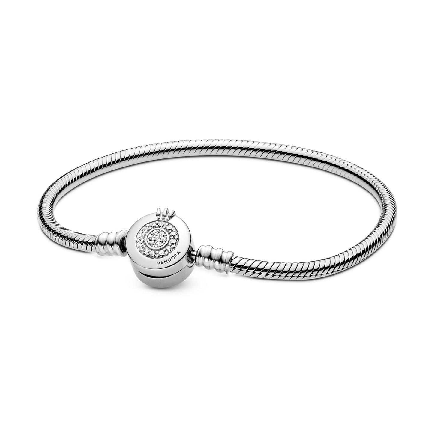 Pandora Sparkling Crown O Snake Chain Bracelet - 7.8inches