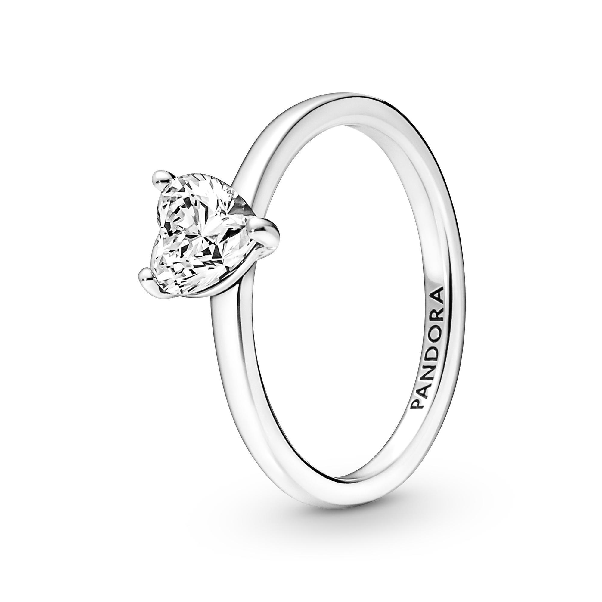 Pandora Sparkling Heart Solitaire Ring - Size 7.5