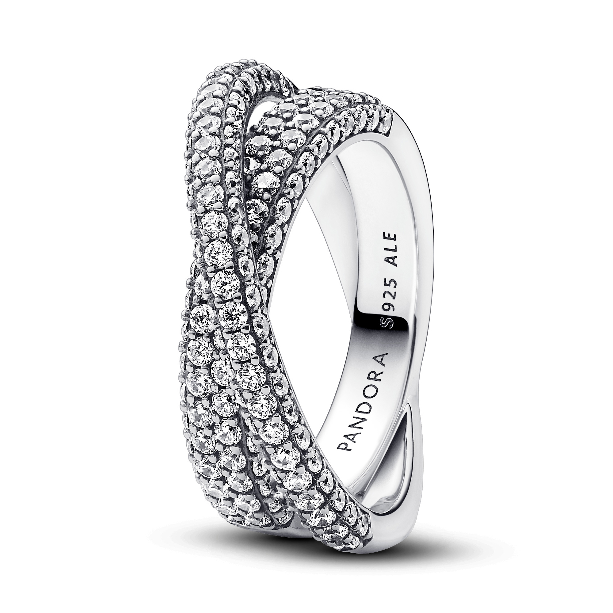 Pandora Women's  Timeless Pave Crossover Dual Band Ring - Size 6