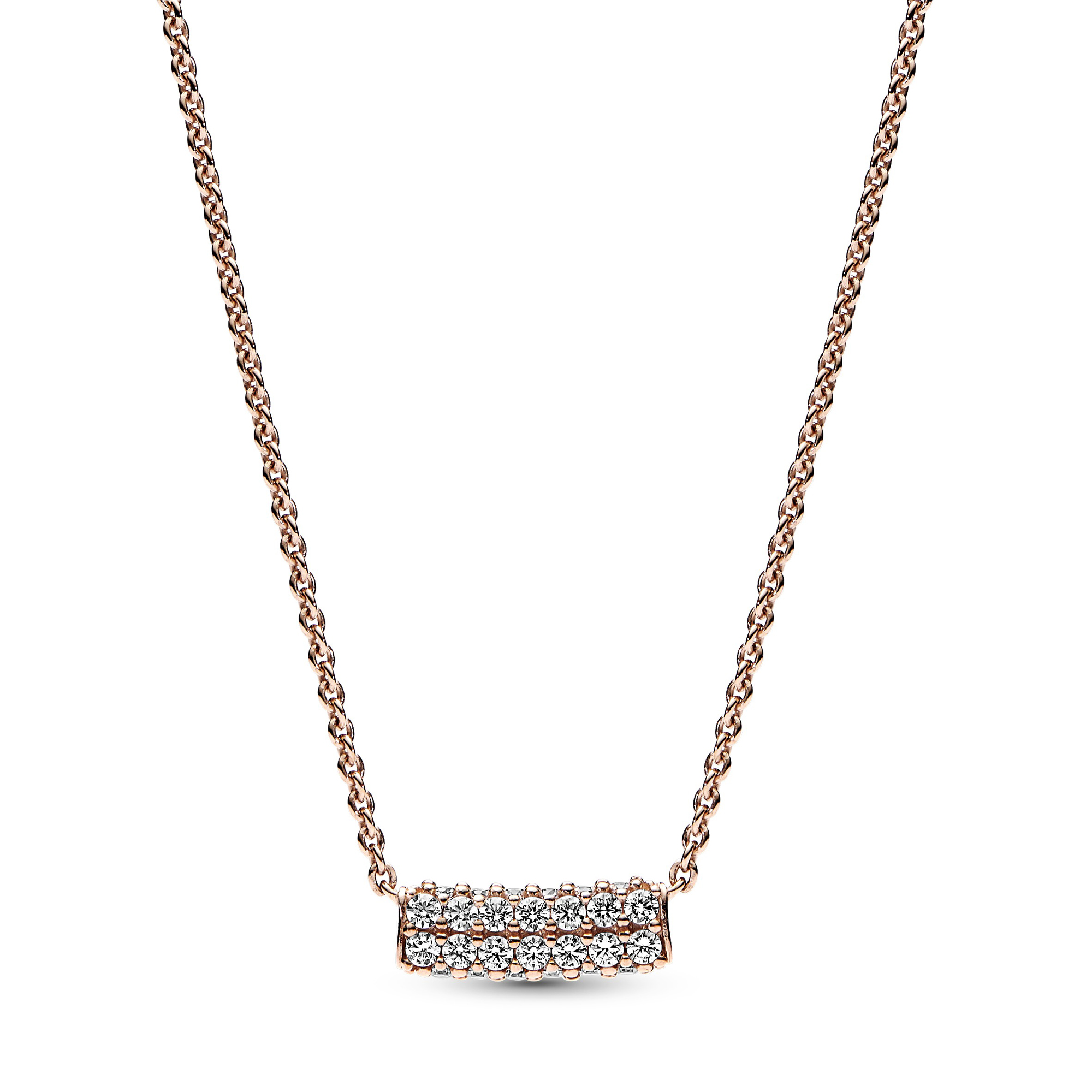 Pandora Timeless Pave Double-Row Bar Collier Necklace | Rose Gold-Plated