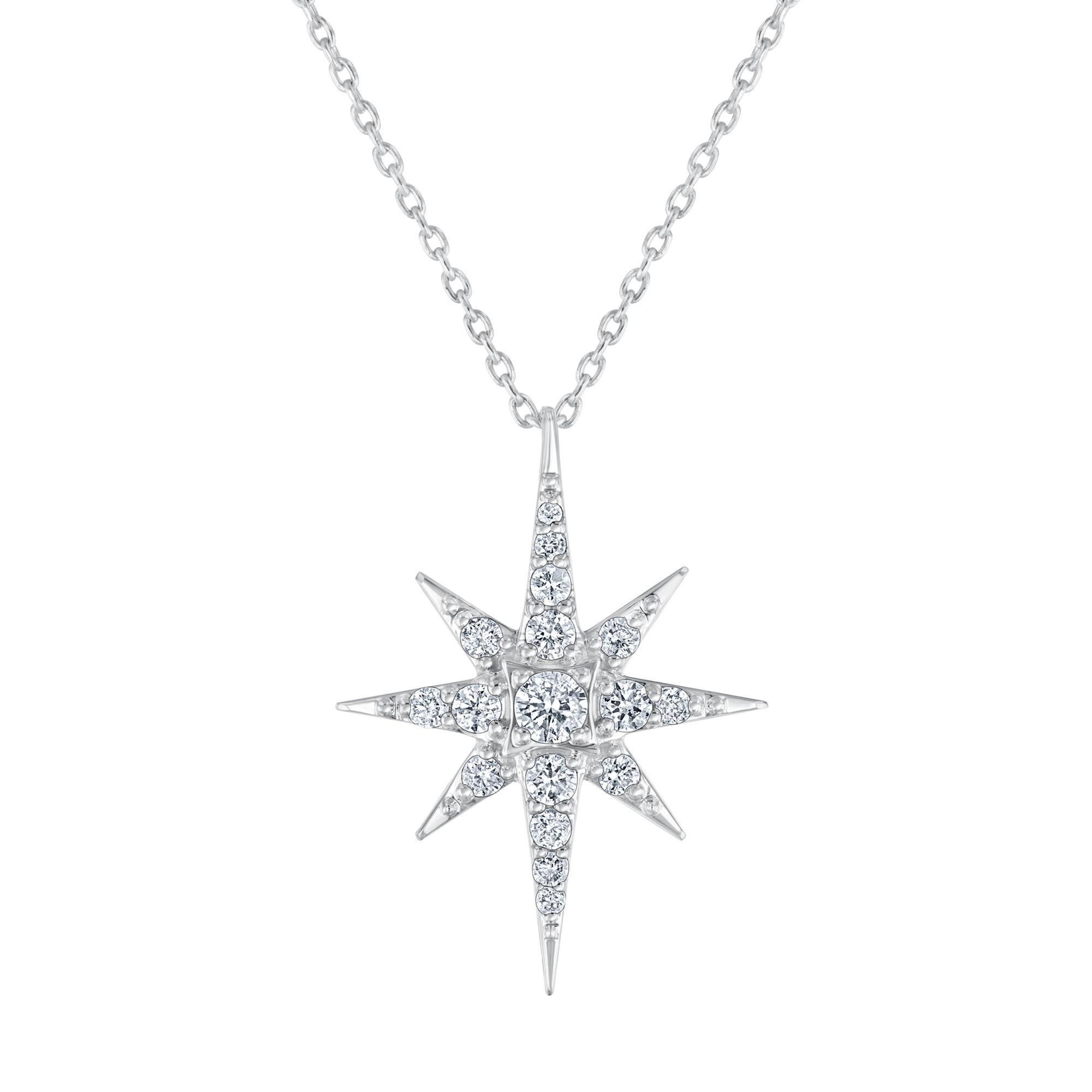 Radiant Universe Celestial Diamond North Star White Gold Pendant 