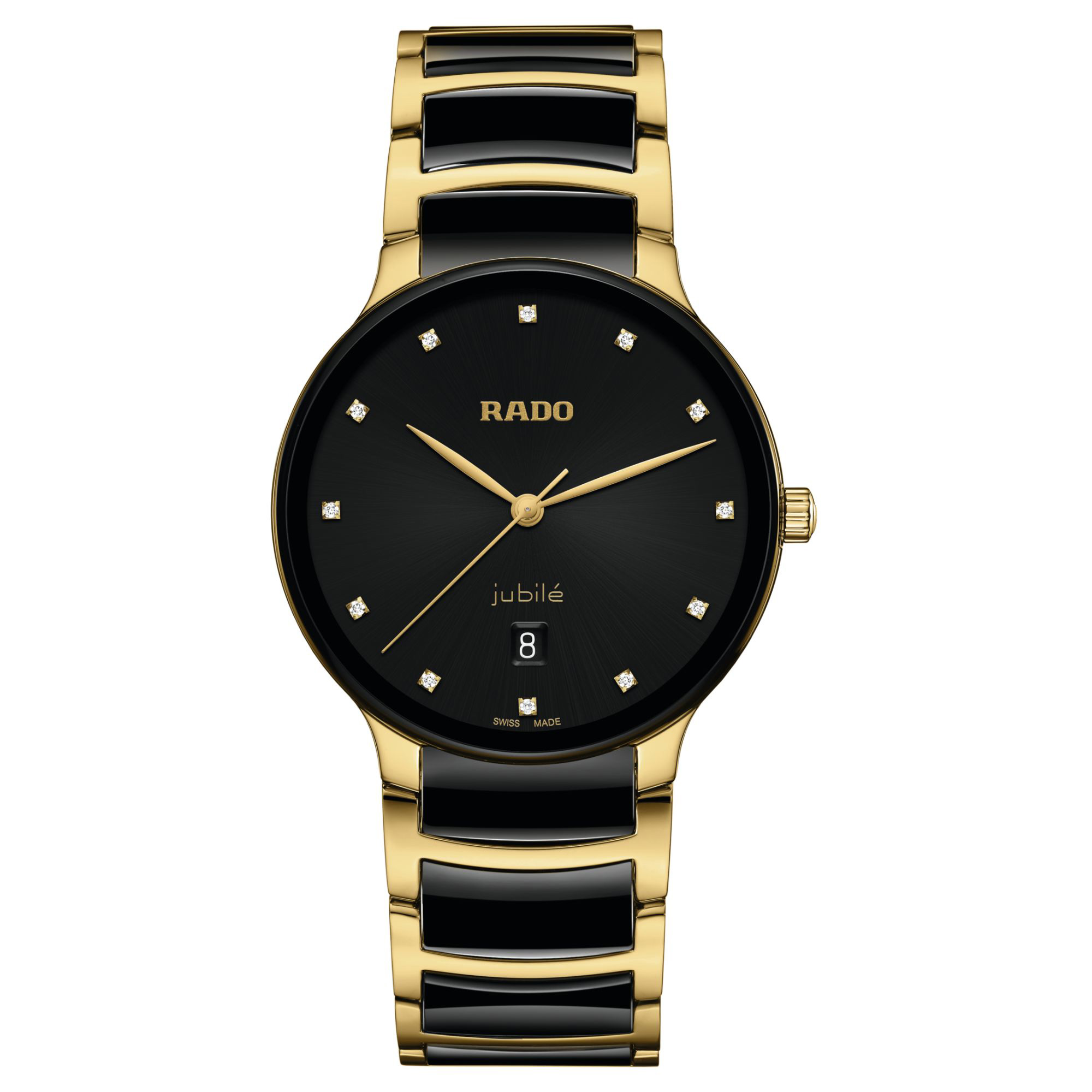 Centrix Diamonds Quartz Black Dial Gold-Tone and Ceramic Watch 39.5mm - Rado R30022742