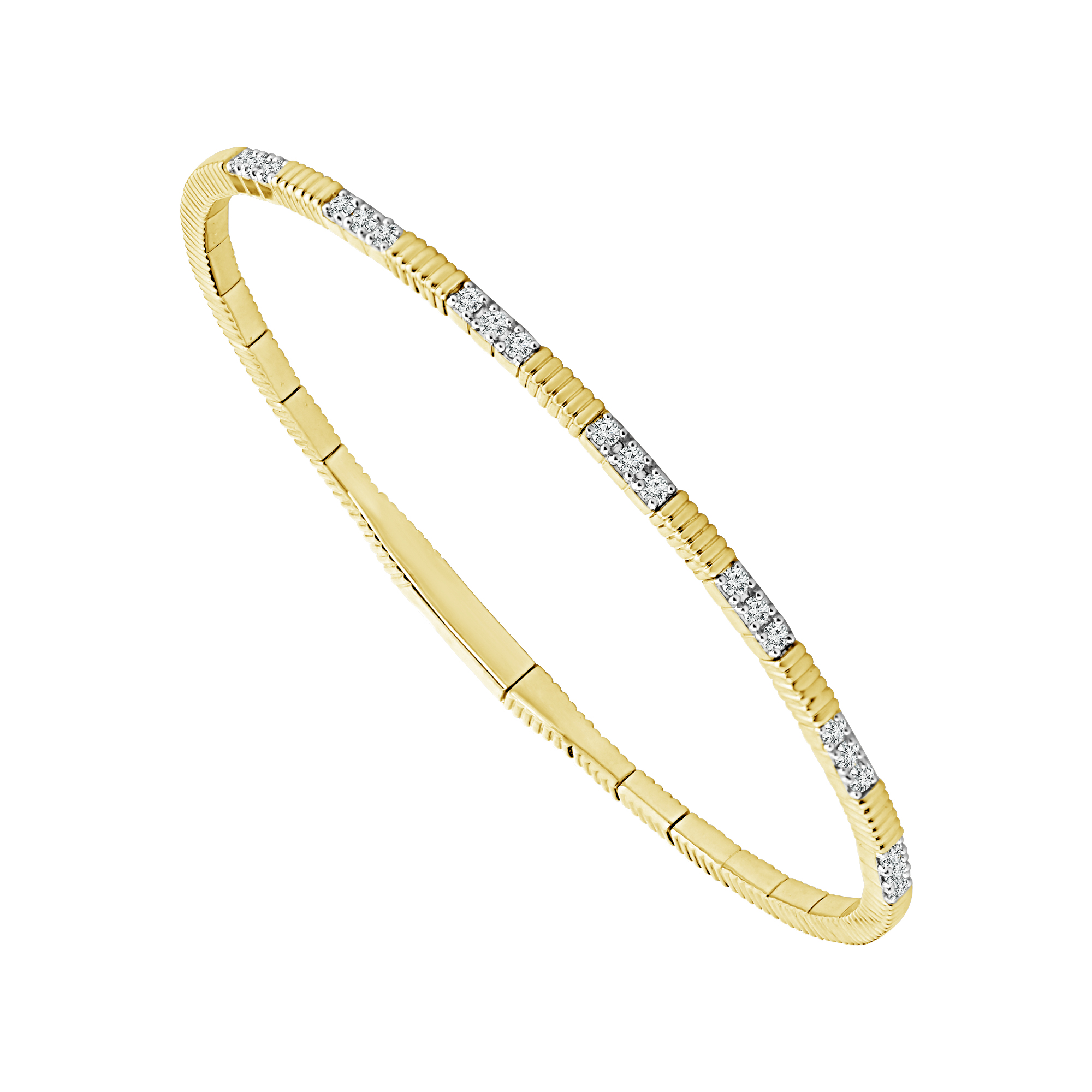 REEDS Flexible 38ctw Diamond Station Yellow Gold Bangle Bracelet 3800$