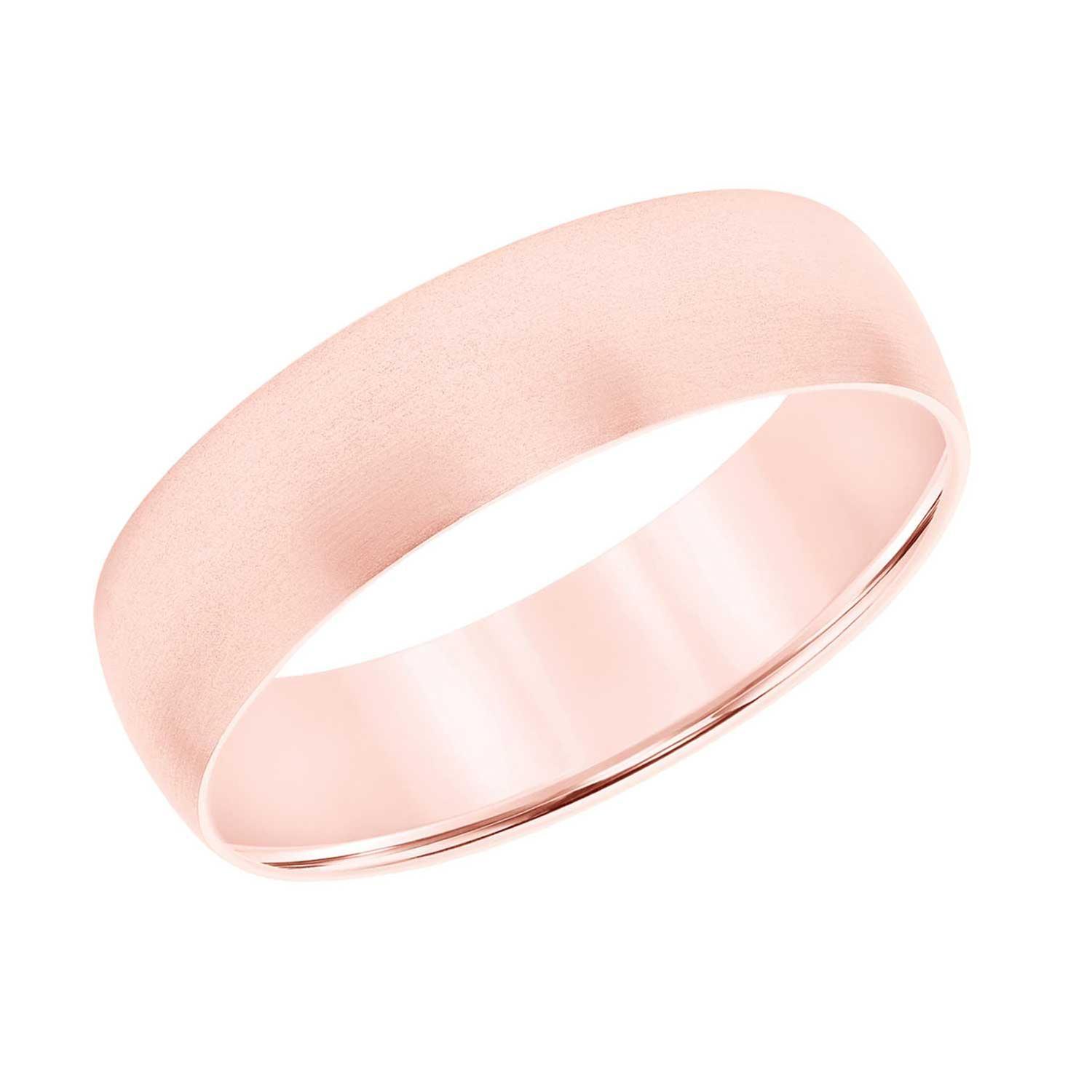 Rose Gold Brushed Finish Comfort Fit Wedding Band 6mm REEDS