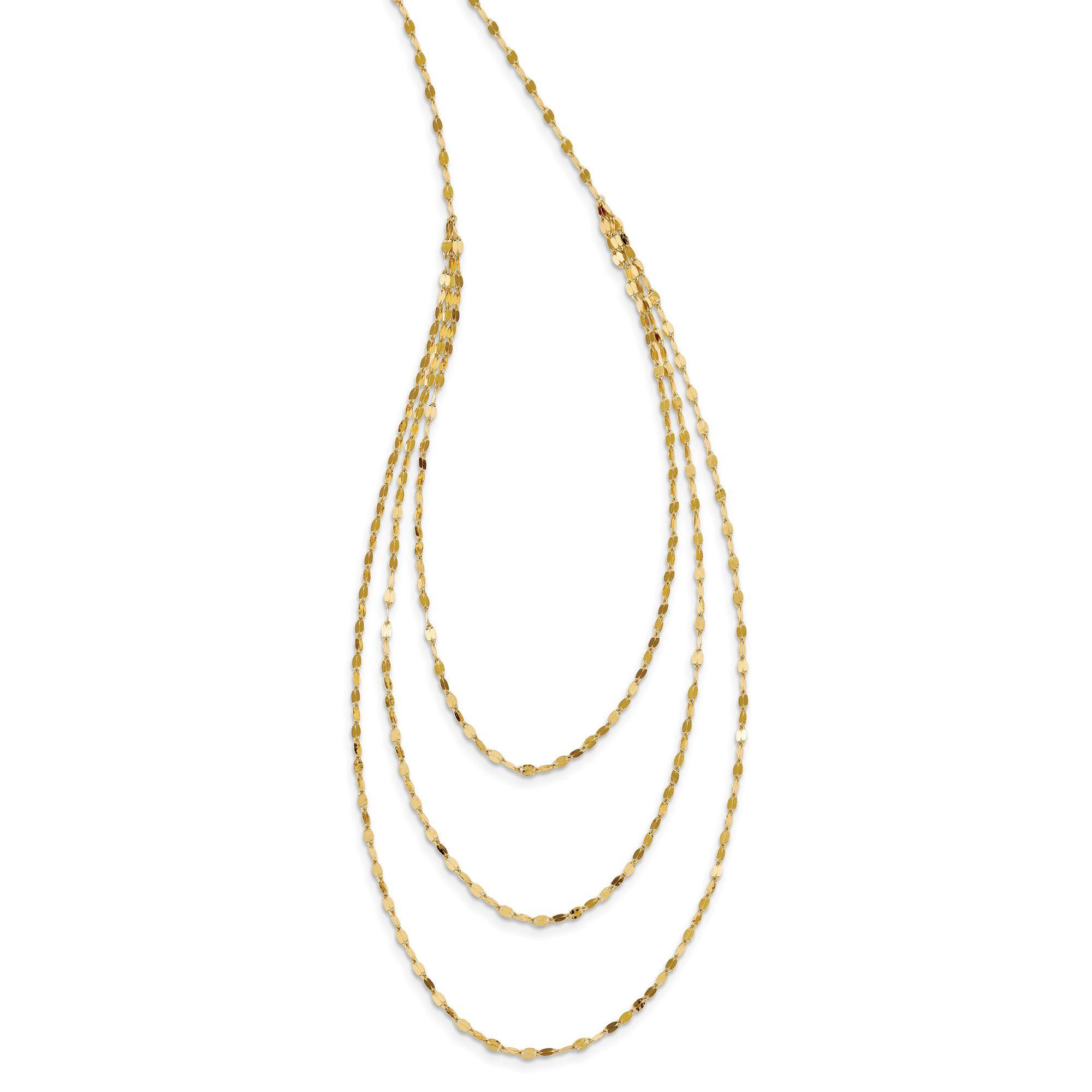 Yellow Gold Layered Three-Strand Chain Necklace | 1.5mm | 19.5 In