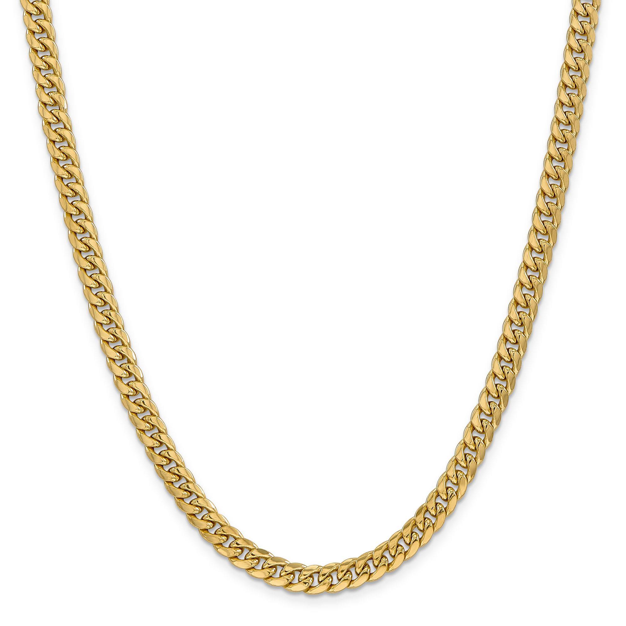 Yellow Gold Semi-Solid Miami Cuban Chain Necklace | 6mm | 18 inch